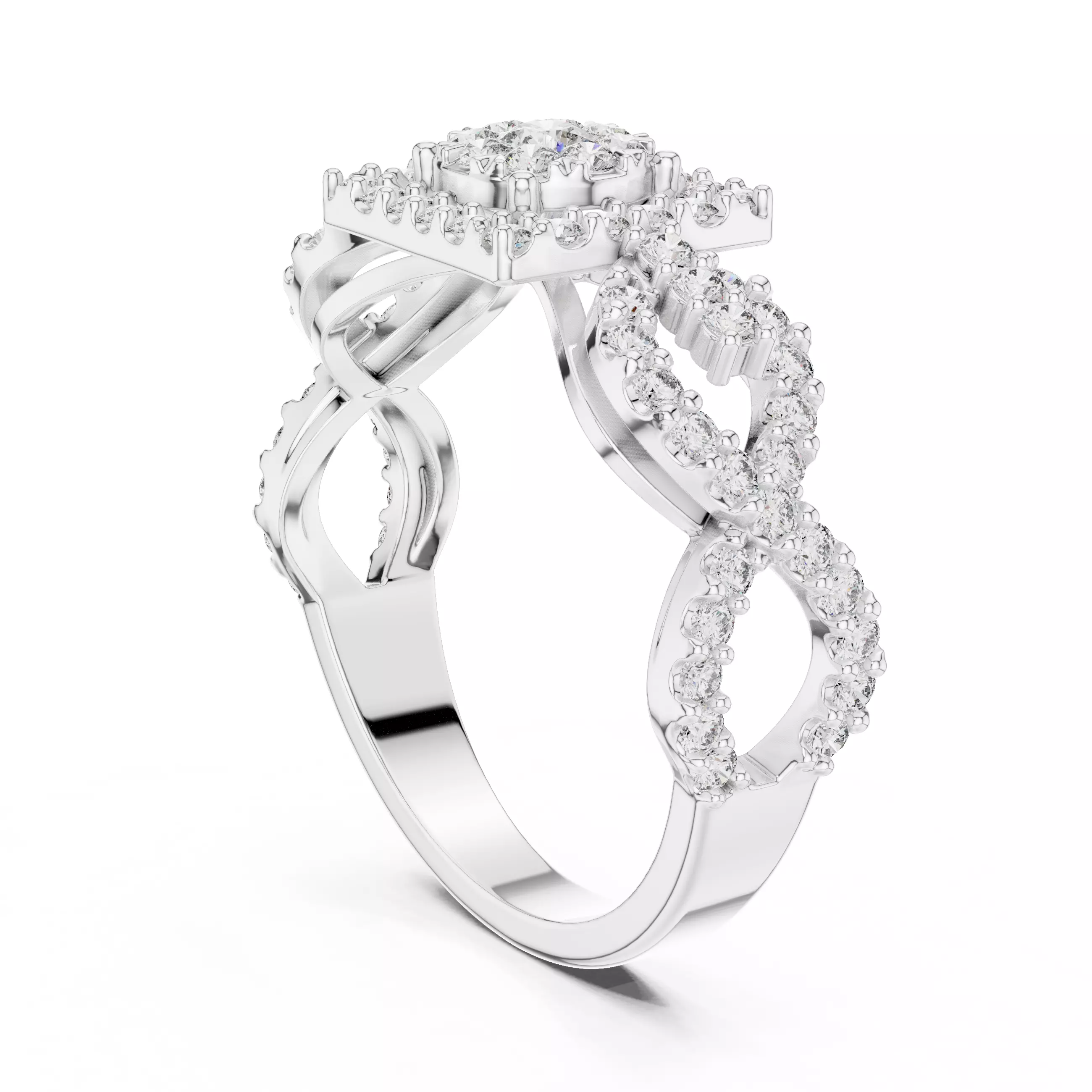 Diamond Cocktail Ring 3dm stl renders animation videos 3D print model_6