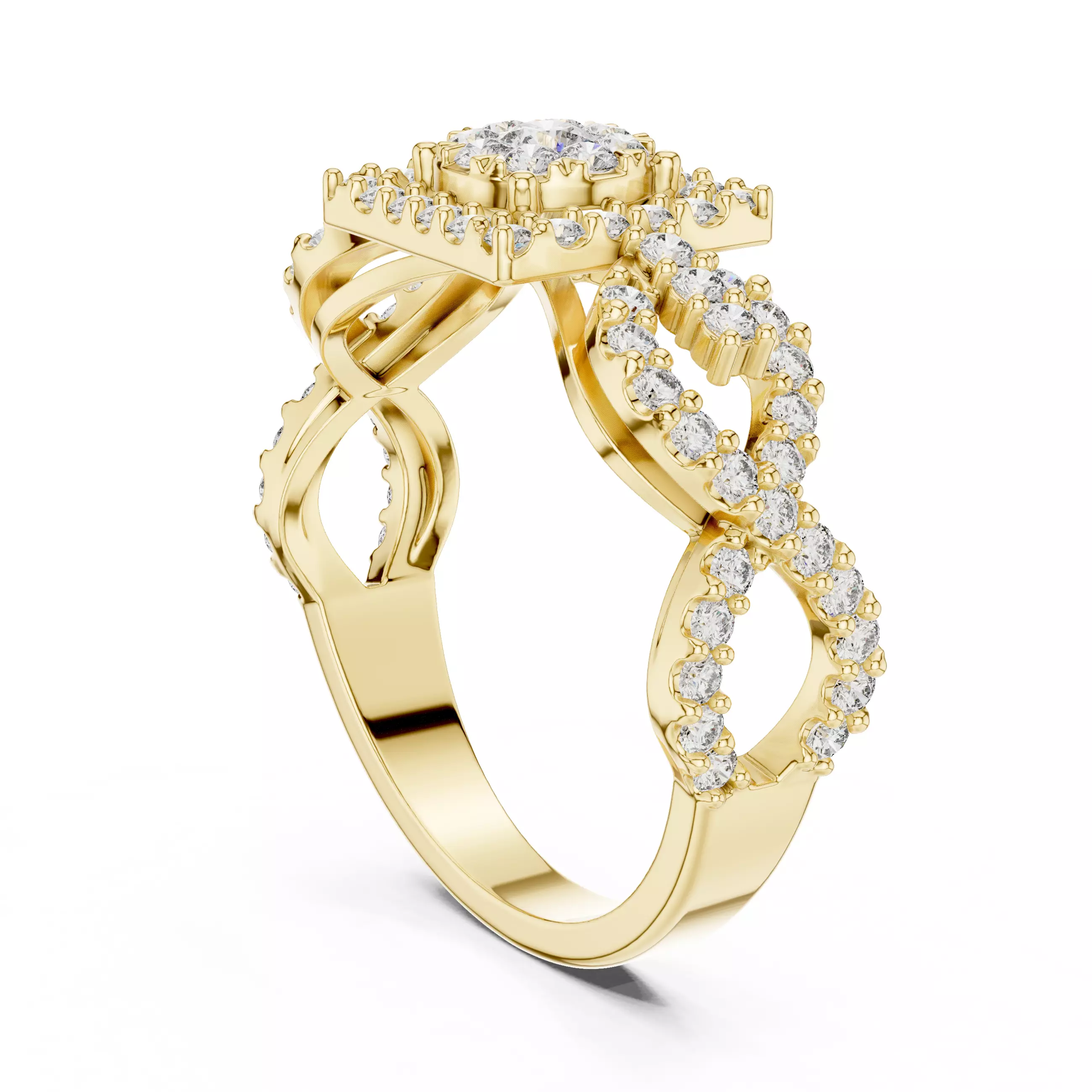 Diamond Cocktail Ring 3dm stl renders animation videos 3D print model_10