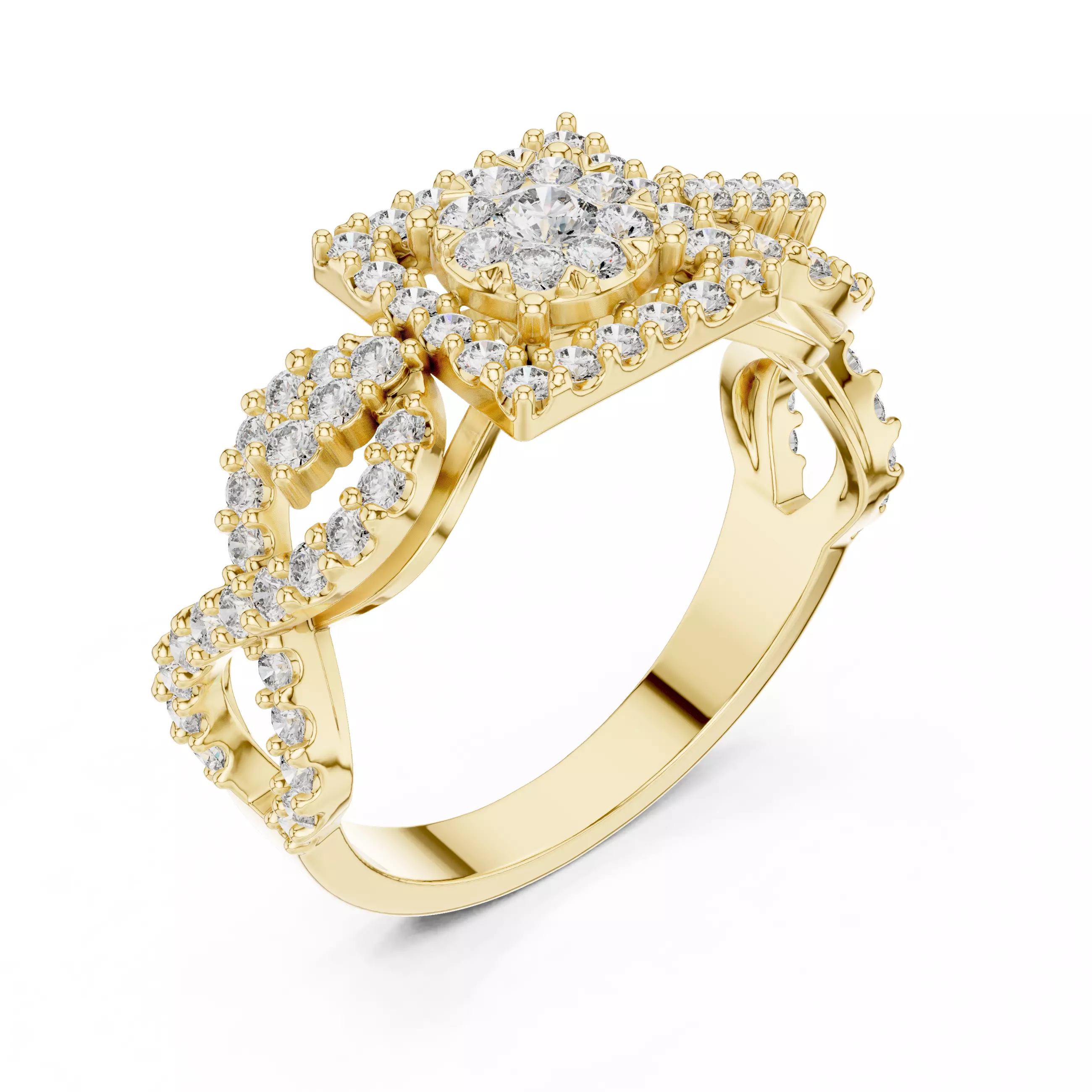 Diamond Cocktail Ring 3dm stl renders animation videos 3D print model_11