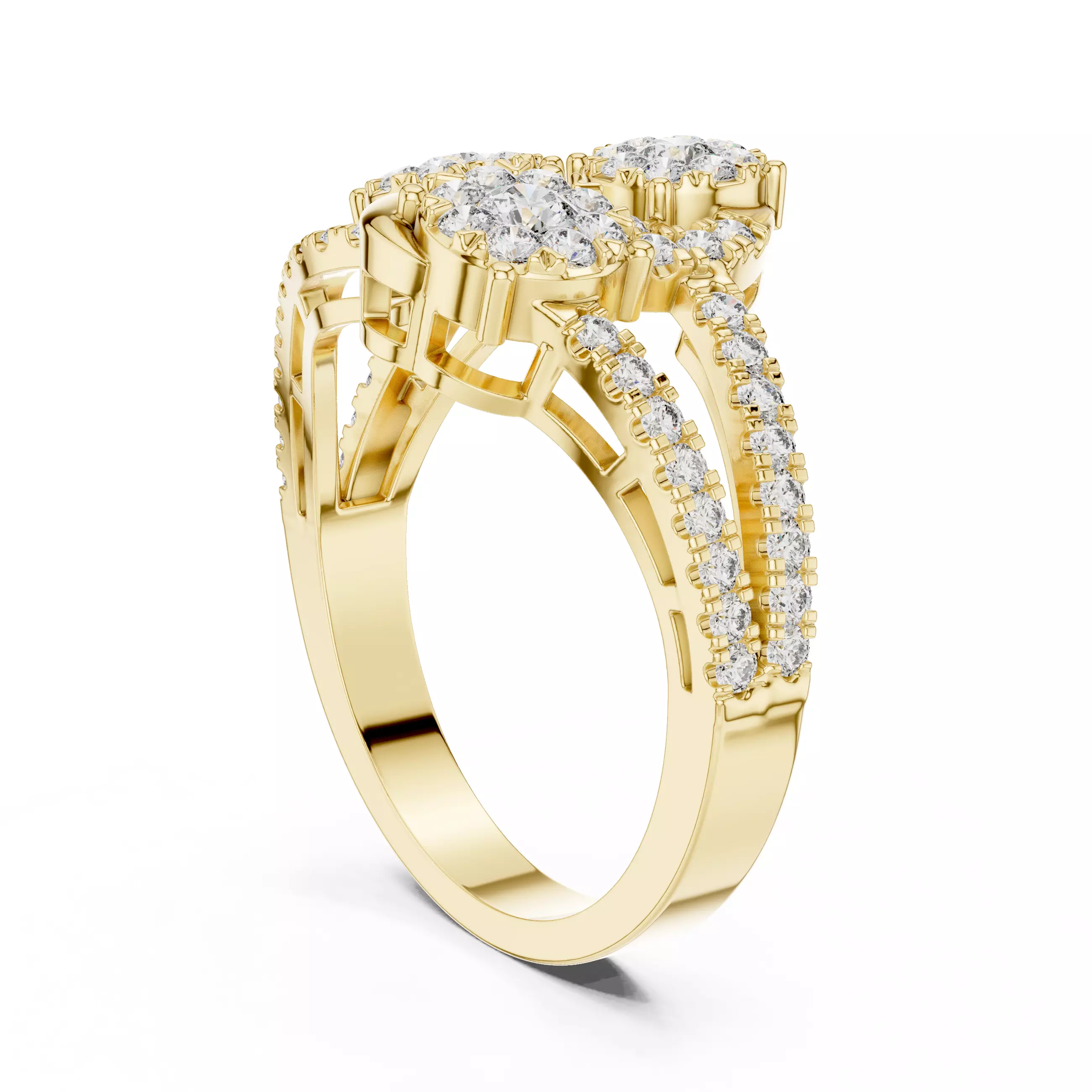 Diamond Cocktail Ring 3dm stl renders animation videos 3D print model_10