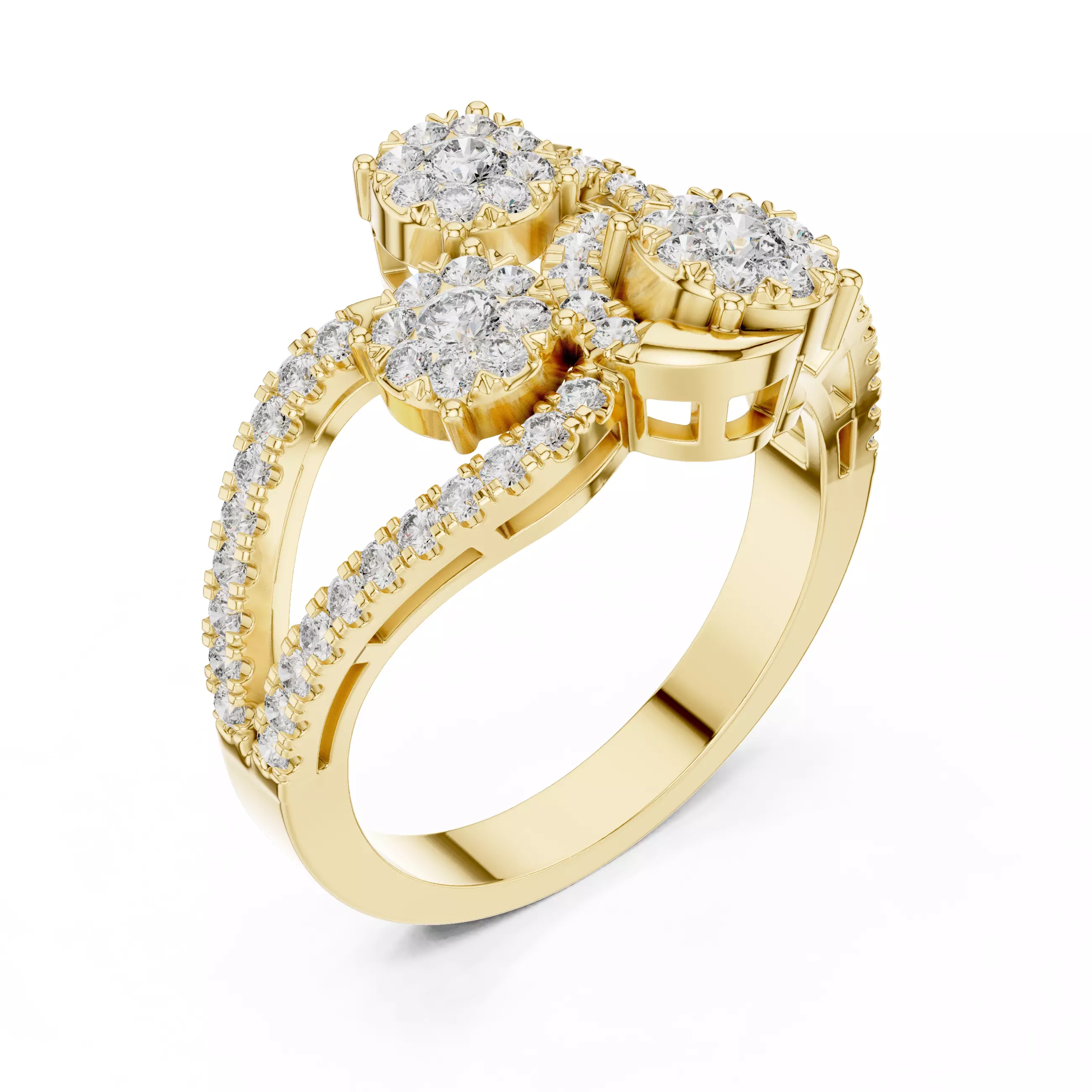 Diamond Cocktail Ring 3dm stl renders animation videos 3D print model_11