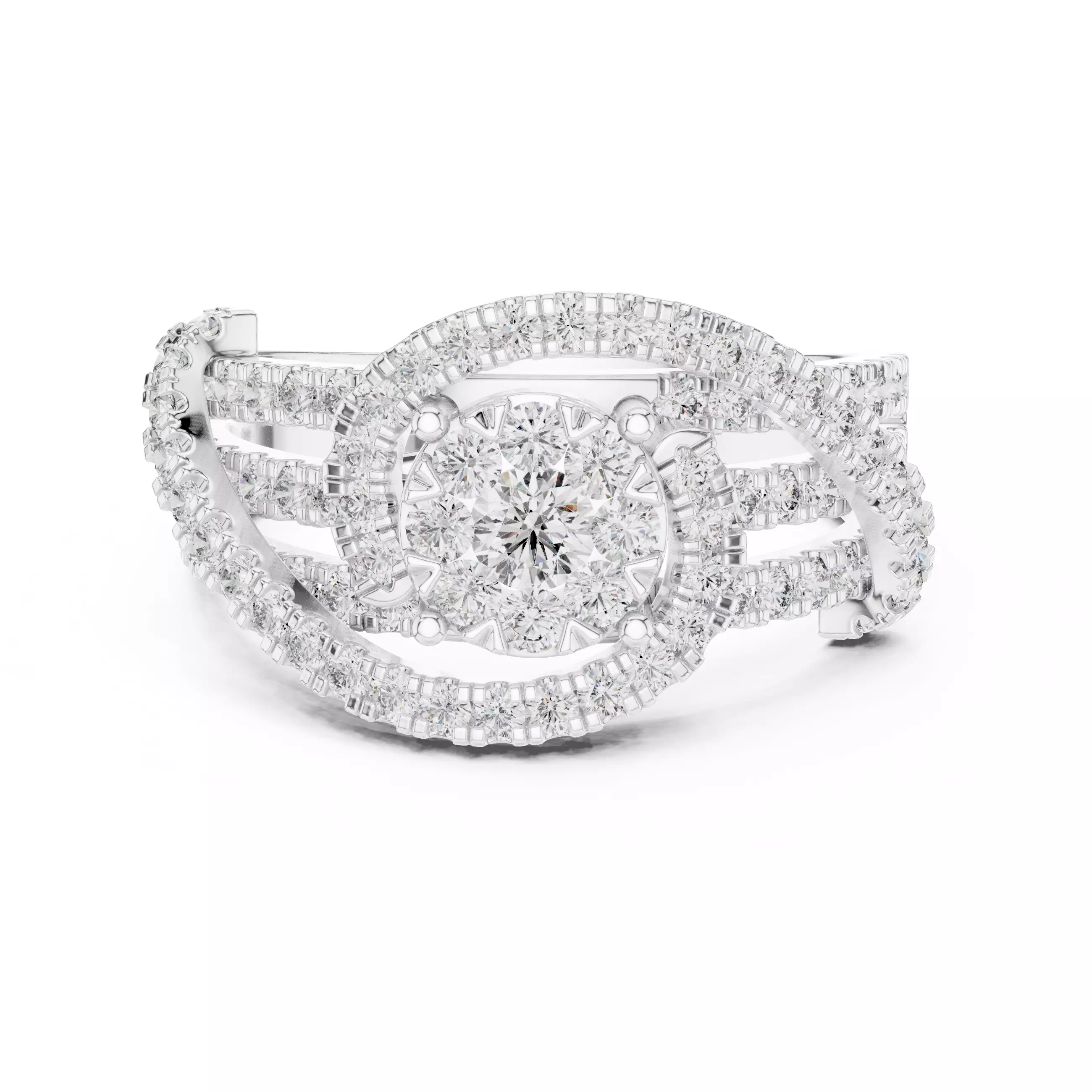 Diamond Cocktail Ring 3dm stl renders animation videos 3D print model_9