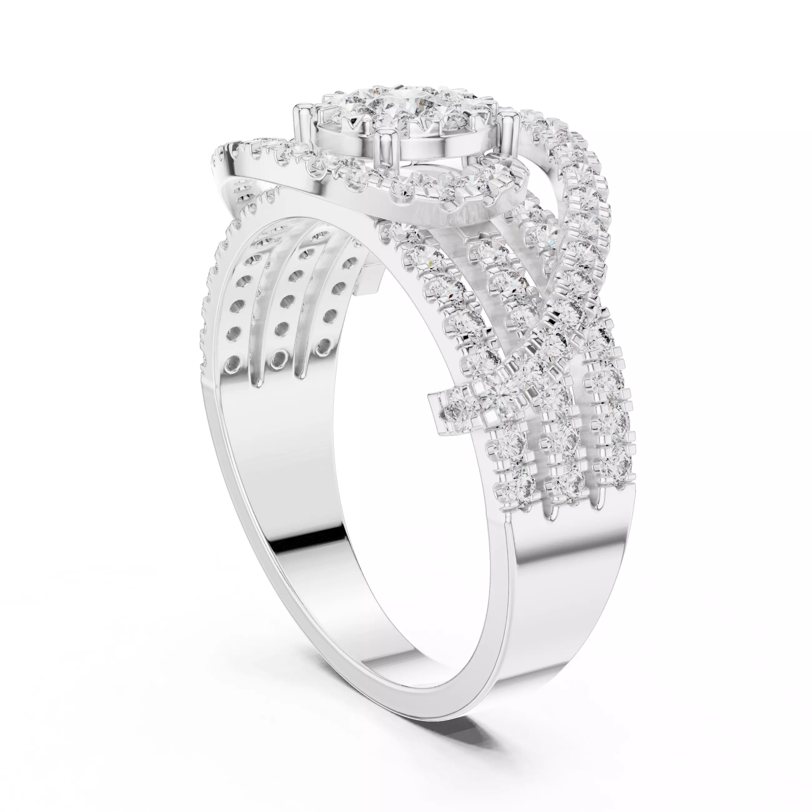 Diamond Cocktail Ring 3dm stl renders animation videos 3D print model_6