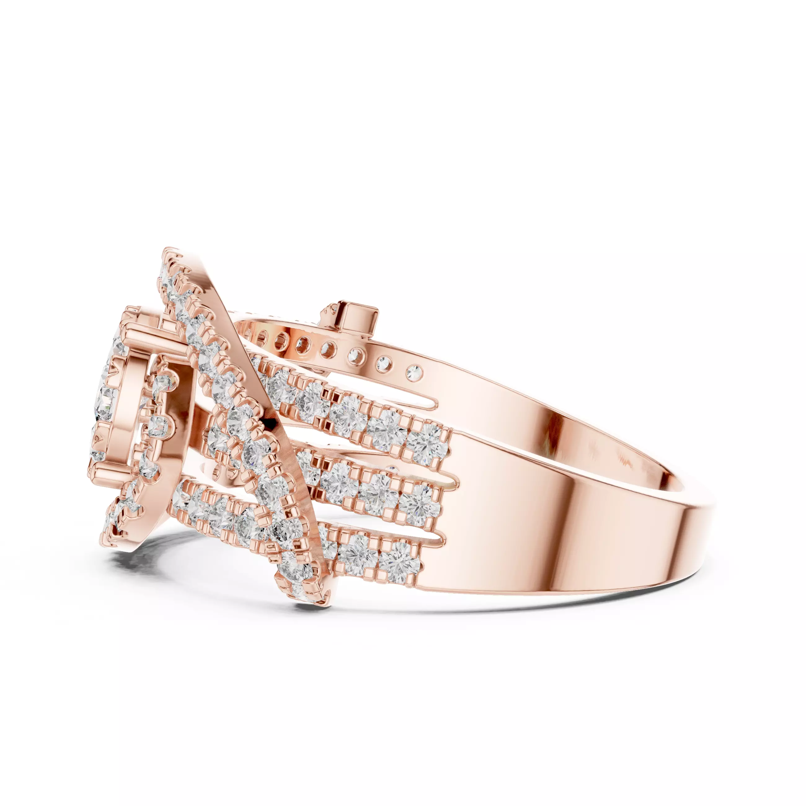 Diamond Cocktail Ring 3dm stl renders animation videos 3D print model_5