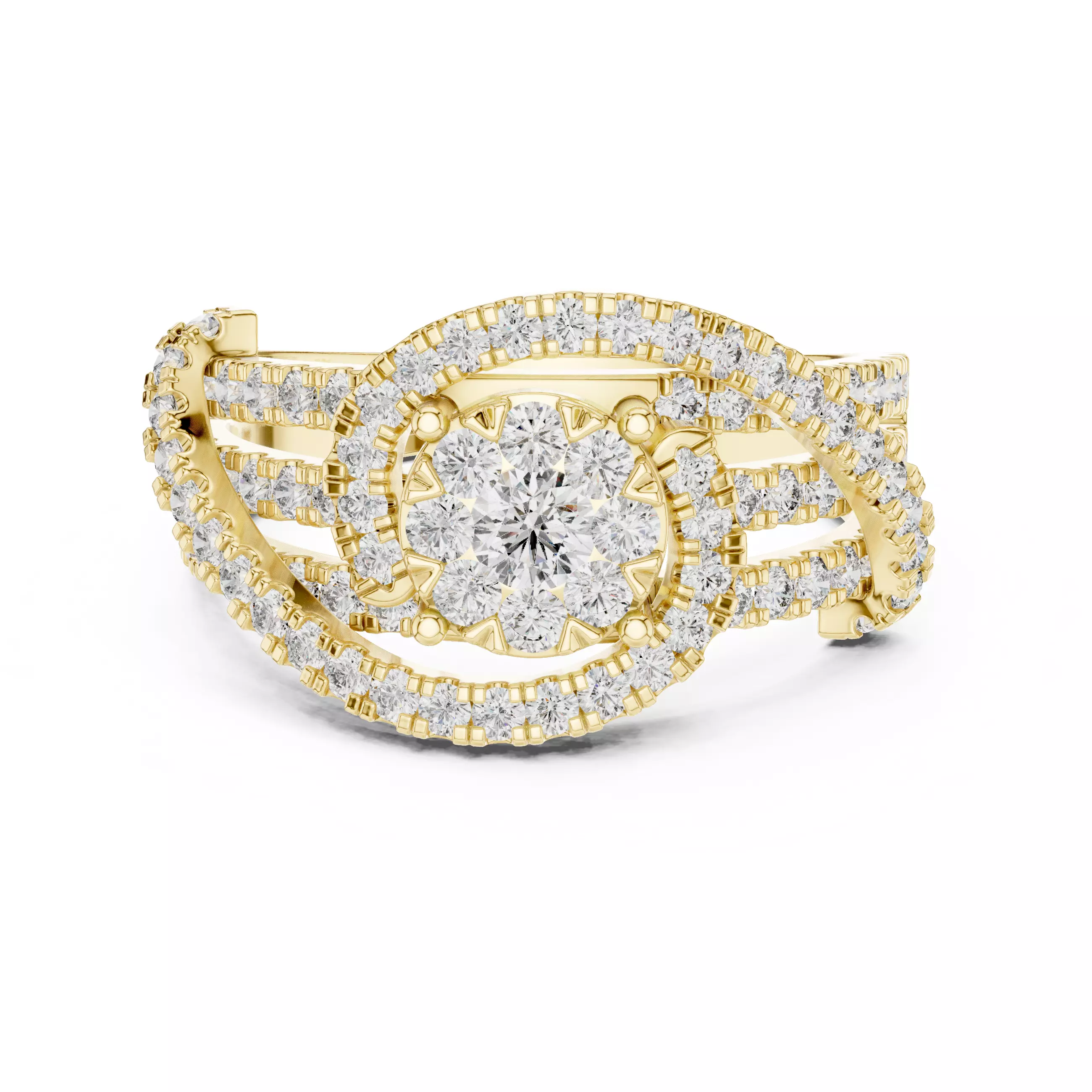 Diamond Cocktail Ring 3dm stl renders animation videos 3D print model_13