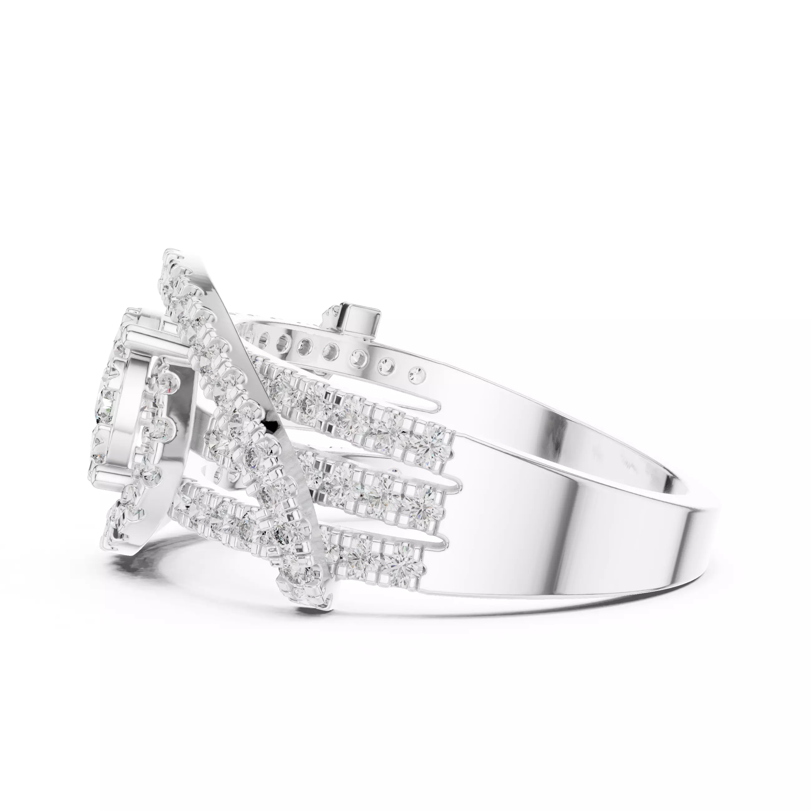 Diamond Cocktail Ring 3dm stl renders animation videos 3D print model_8