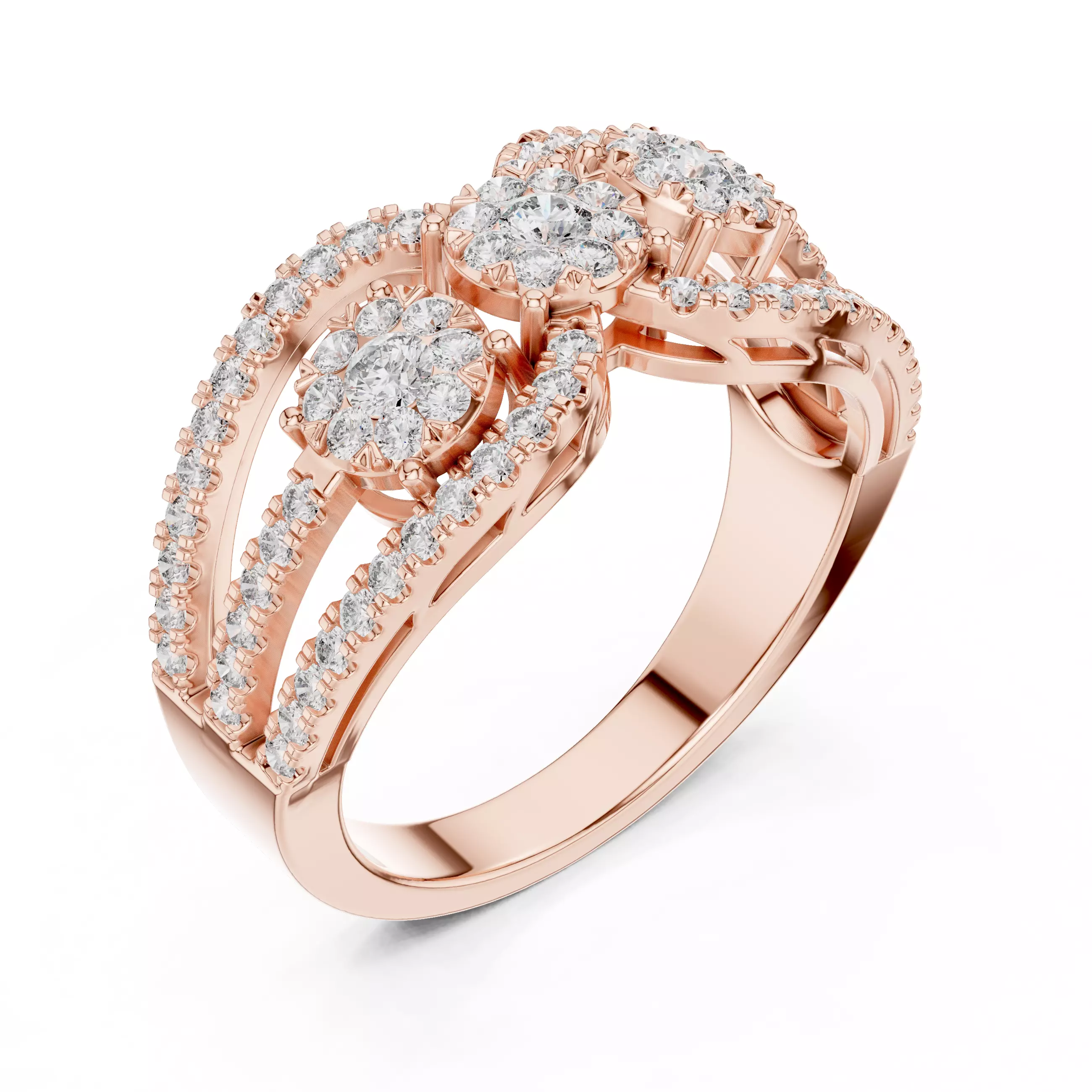 Diamond Cocktail Ring 3dm stl renders animation videos 3D print model_4