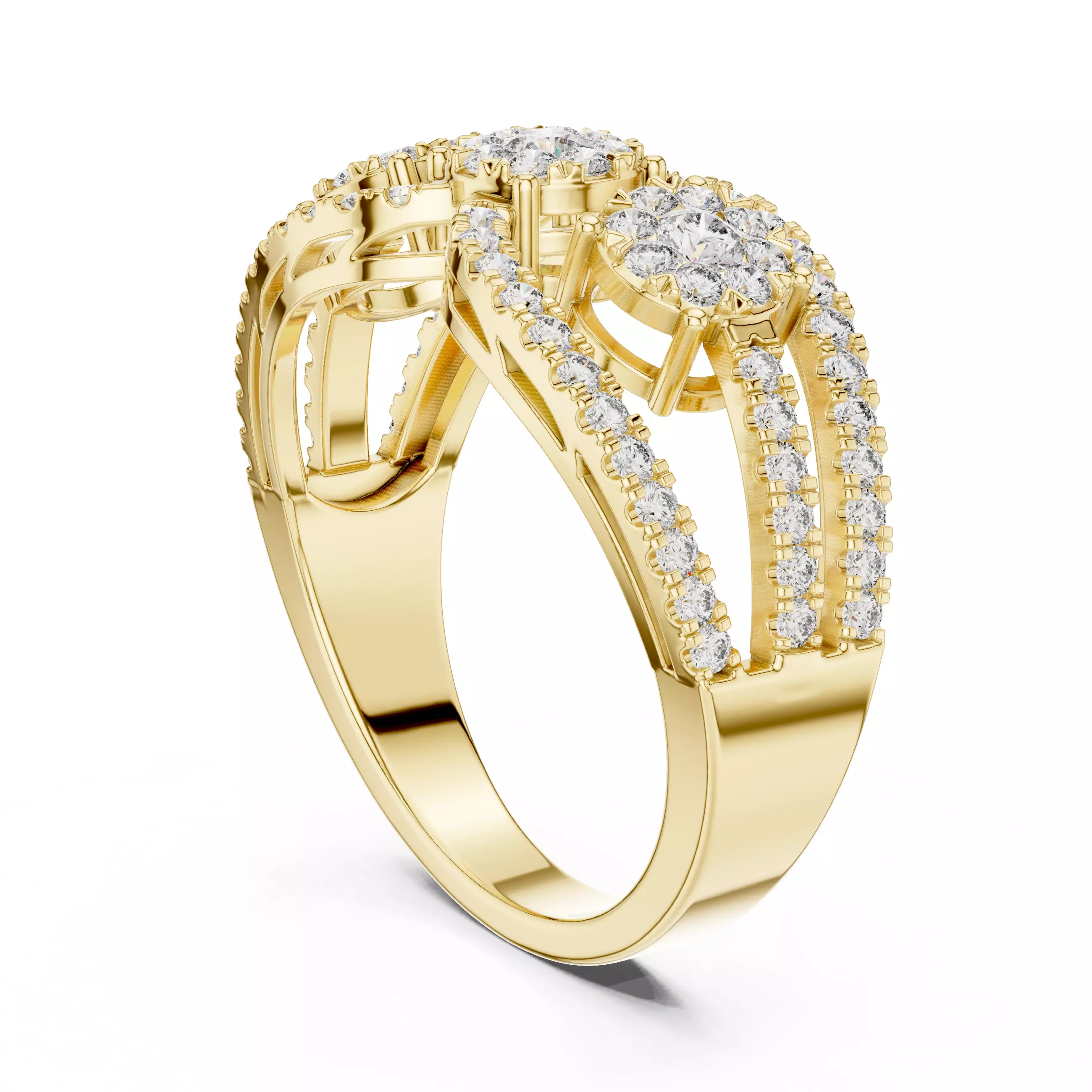 Diamond Cocktail Ring 3dm stl renders animation videos 3D print model_10