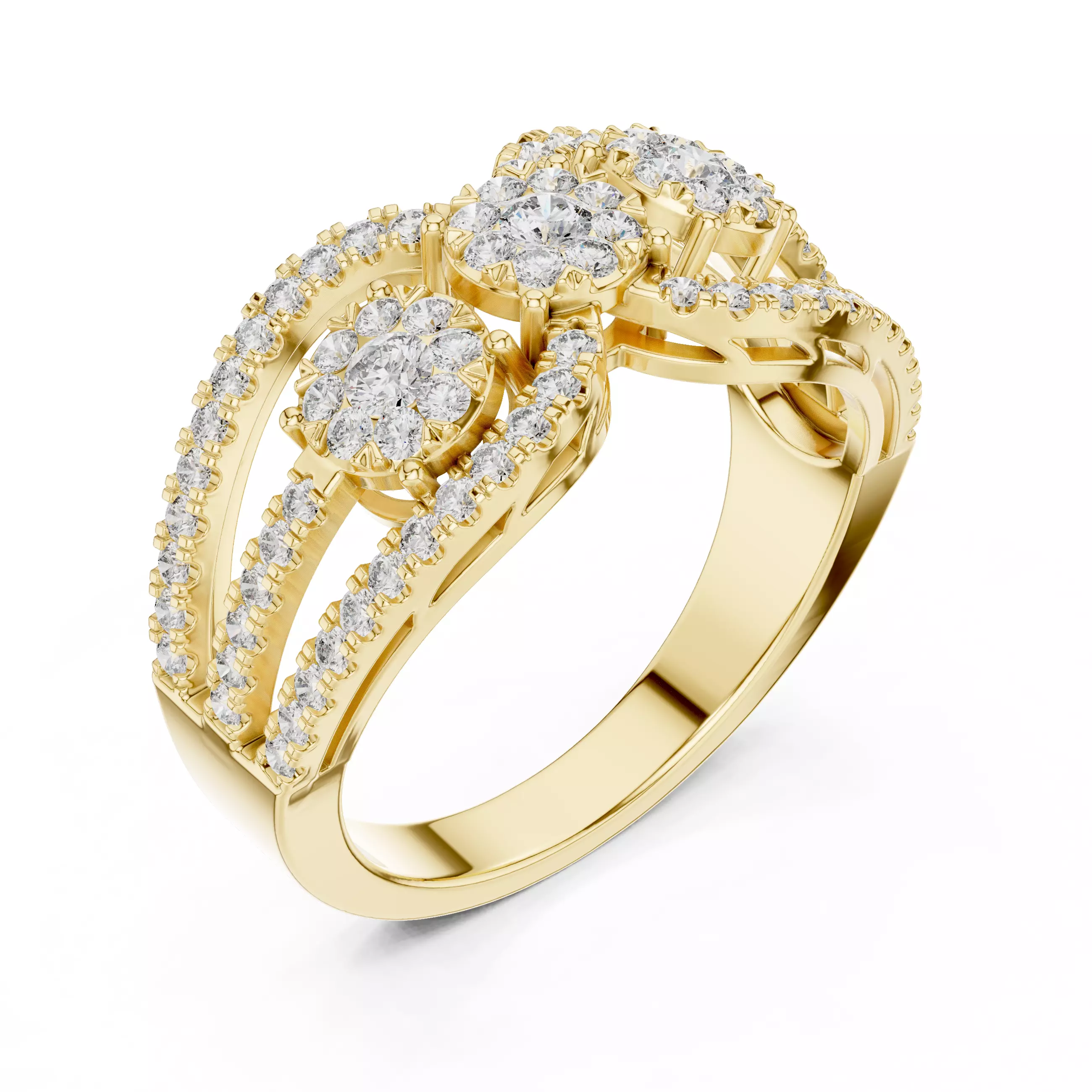 Diamond Cocktail Ring 3dm stl renders animation videos 3D print model_11