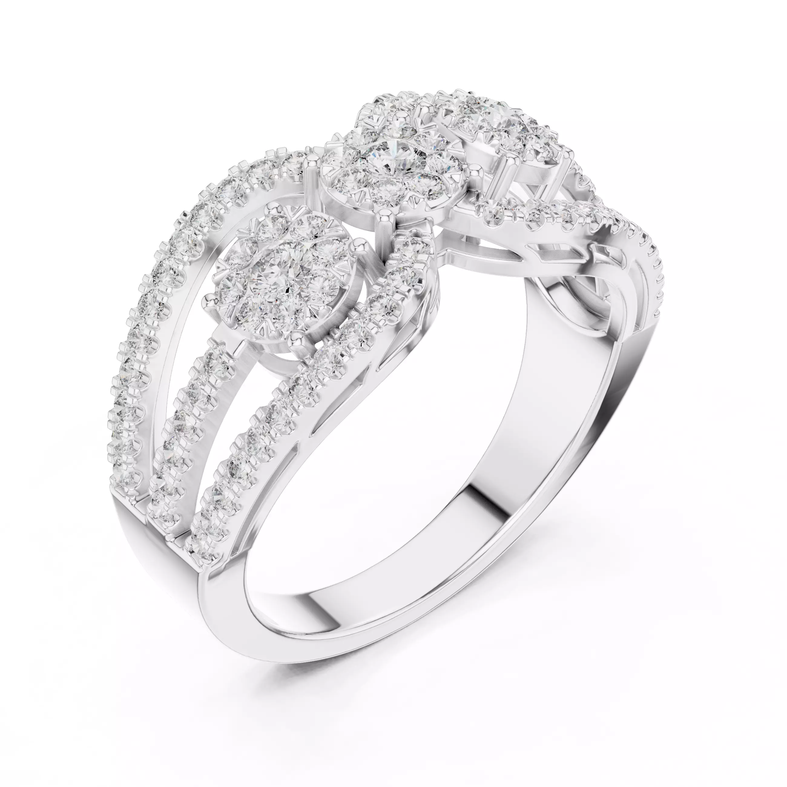 Diamond Cocktail Ring 3dm stl renders animation videos 3D print model_7