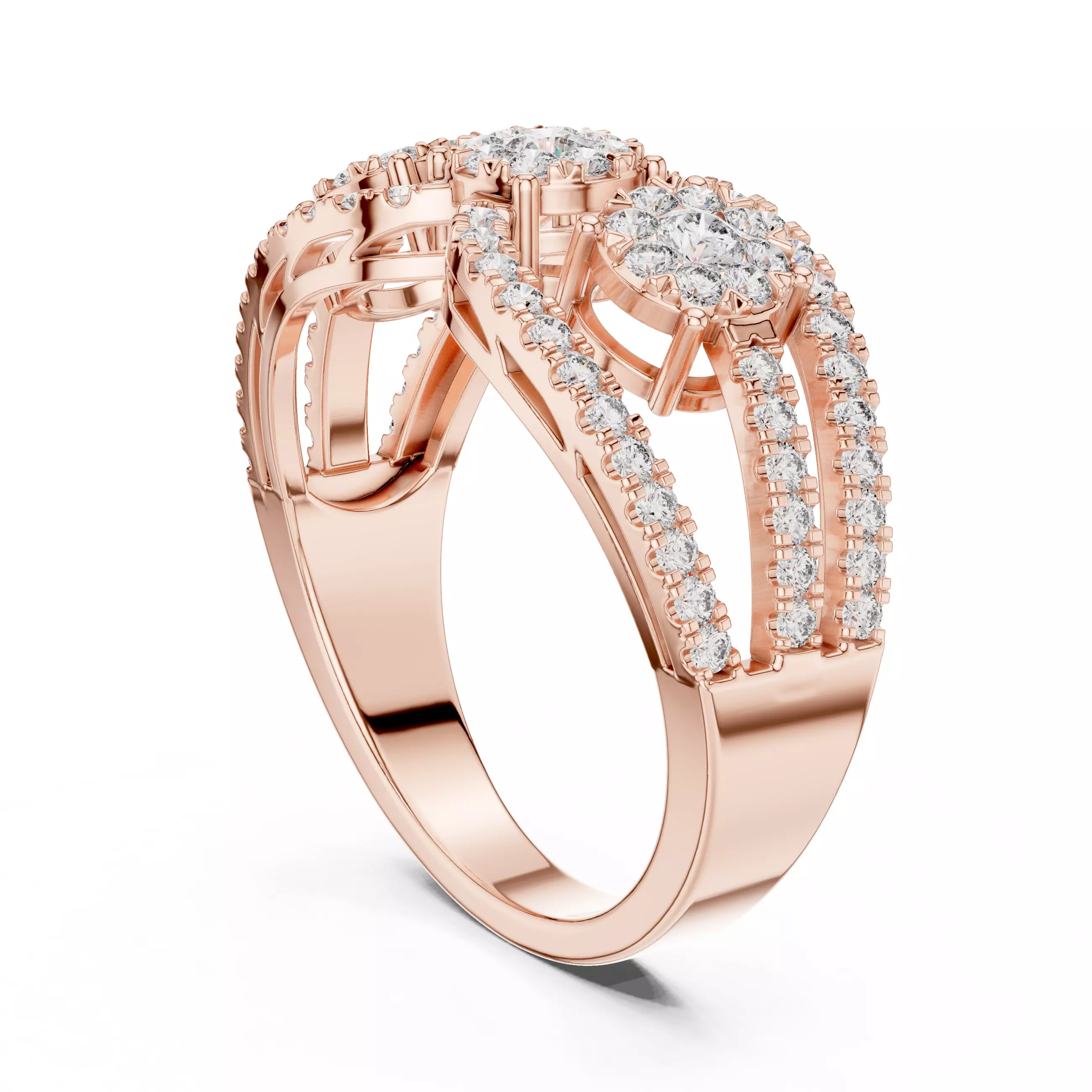 Diamond Cocktail Ring 3dm stl renders animation videos 3D print model_3