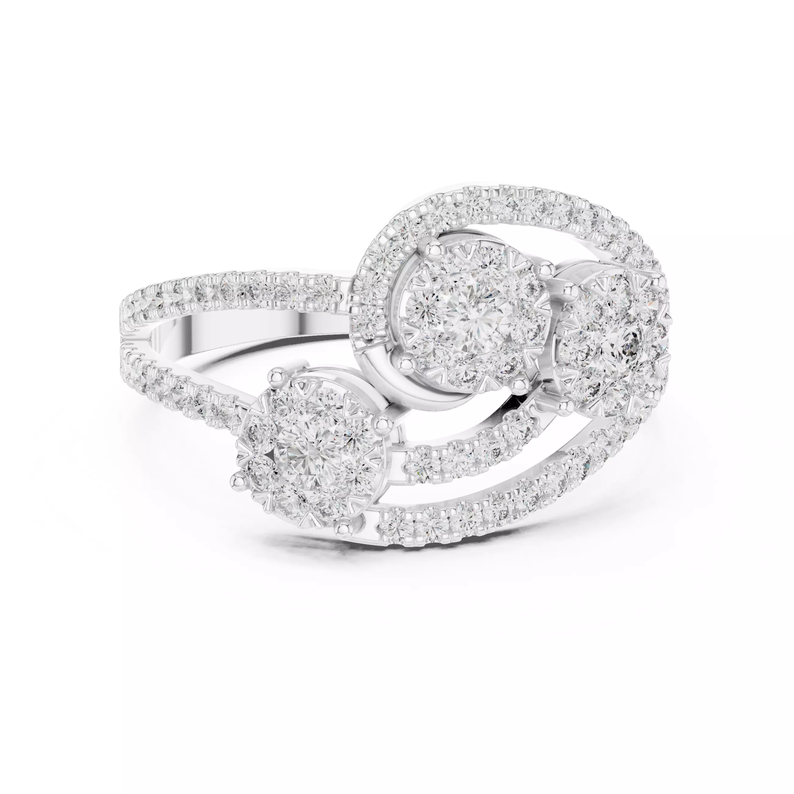 Diamond Cocktail Ring 3dm stl renders animation videos 3D print model_9