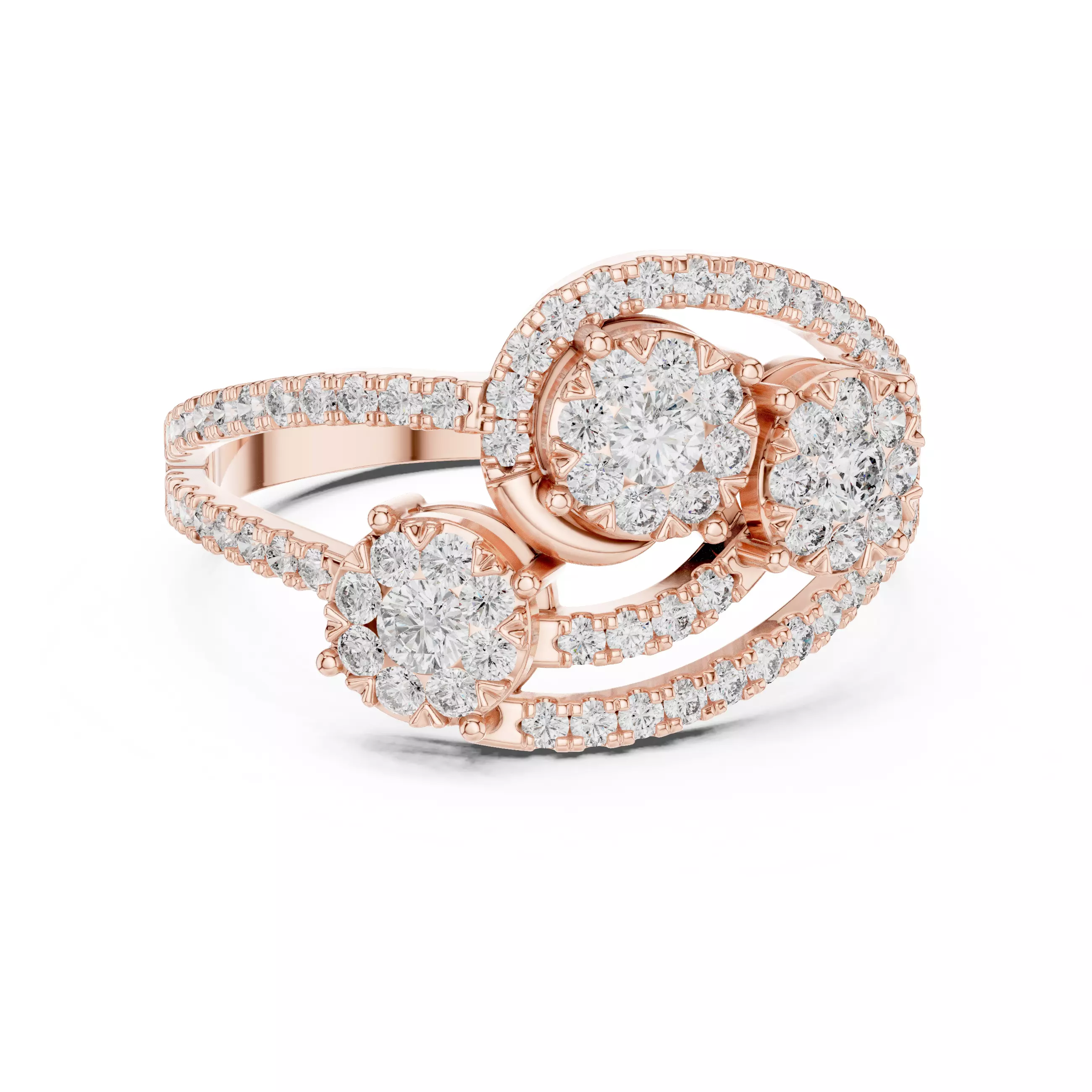 Diamond Cocktail Ring 3dm stl renders animation videos 3D print model_0