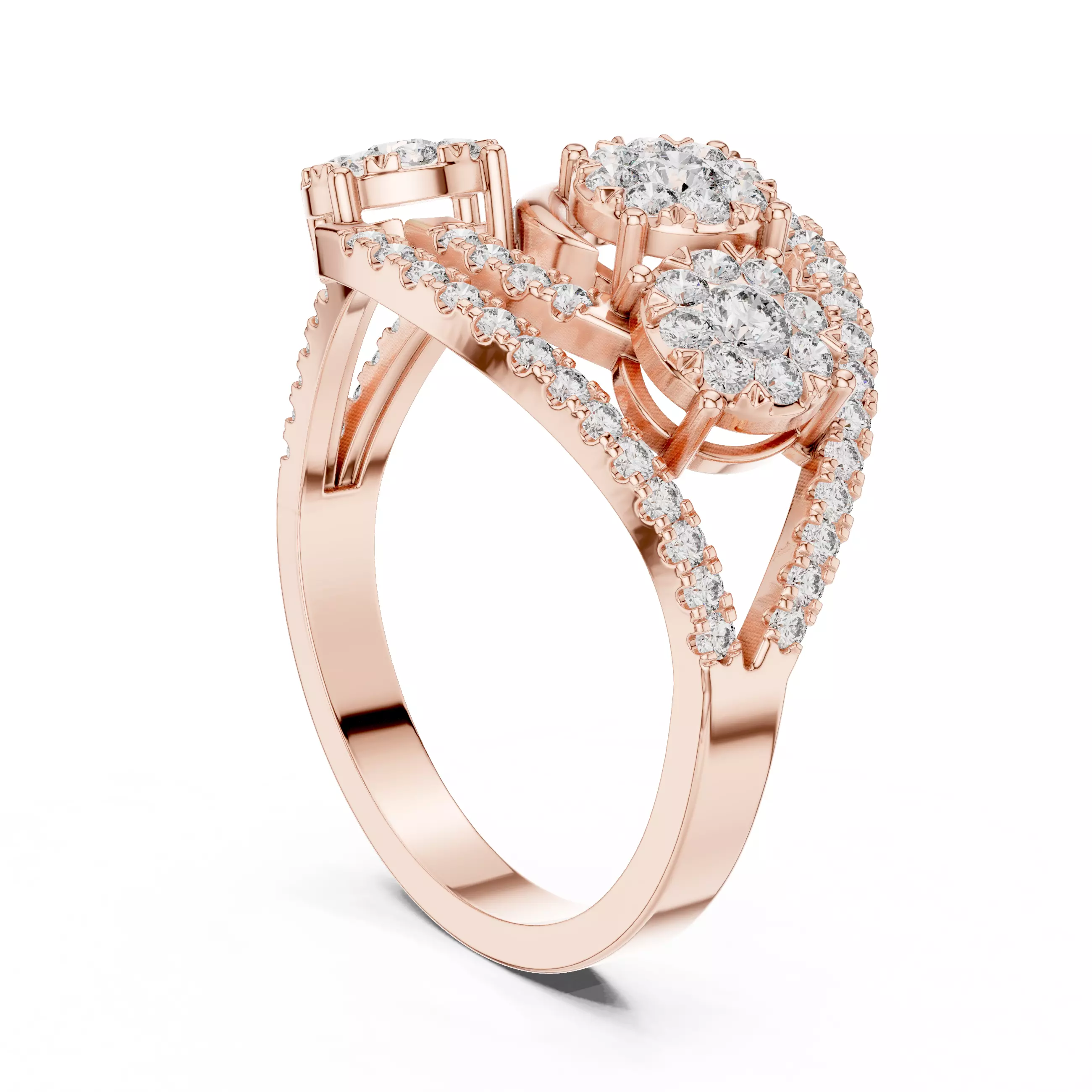 Diamond Cocktail Ring 3dm stl renders animation videos 3D print model_3