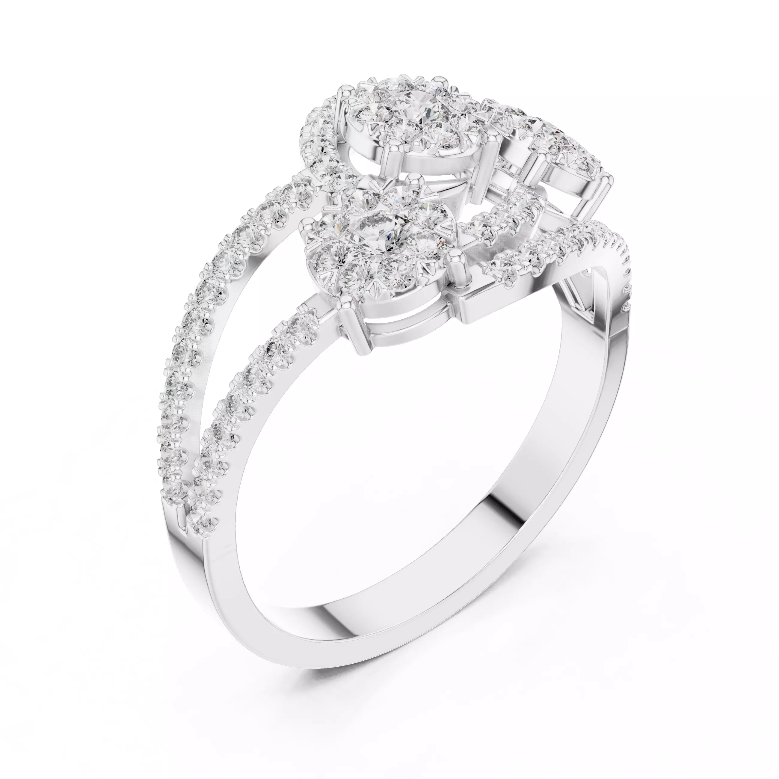 Diamond Cocktail Ring 3dm stl renders animation videos 3D print model_7