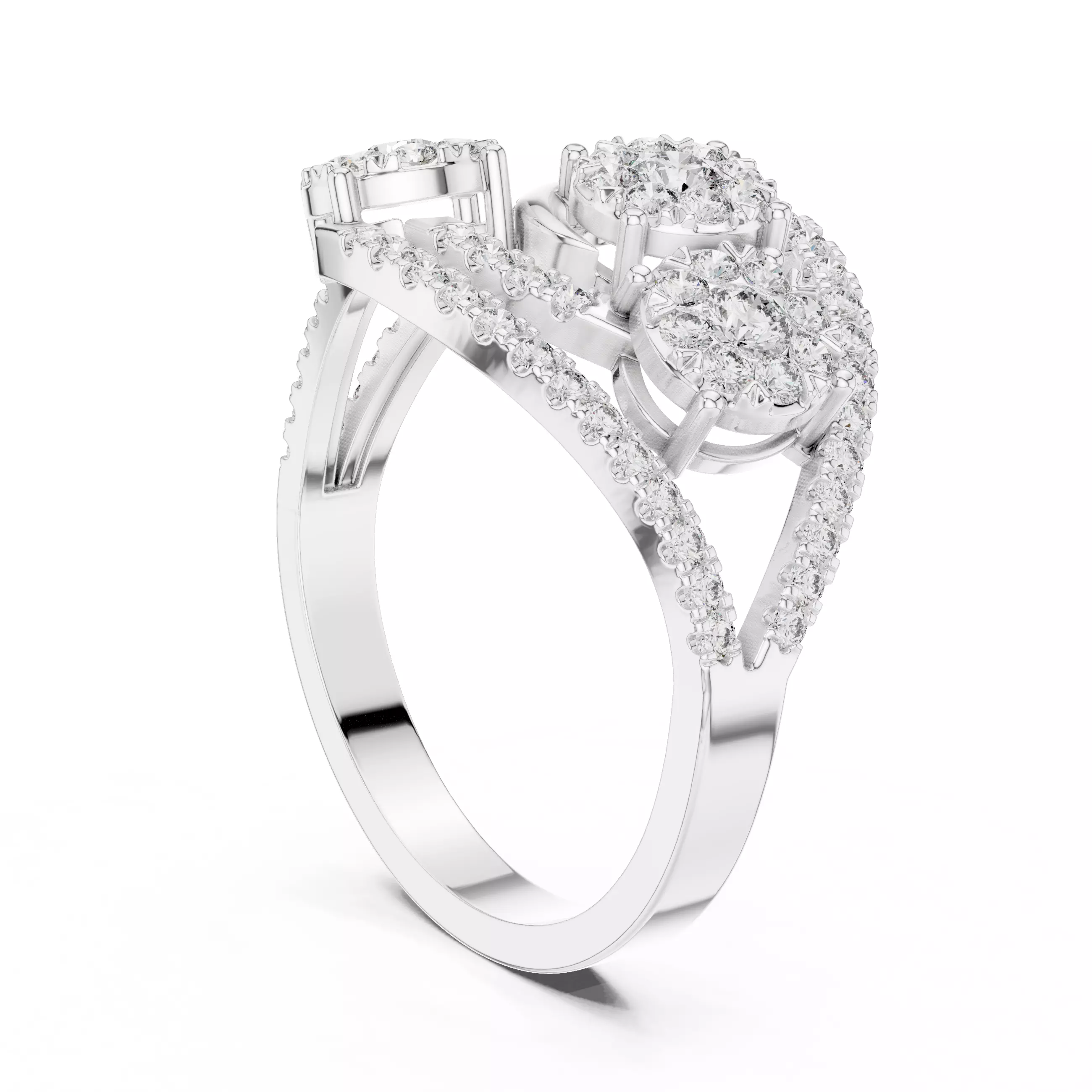 Diamond Cocktail Ring 3dm stl renders animation videos 3D print model_6