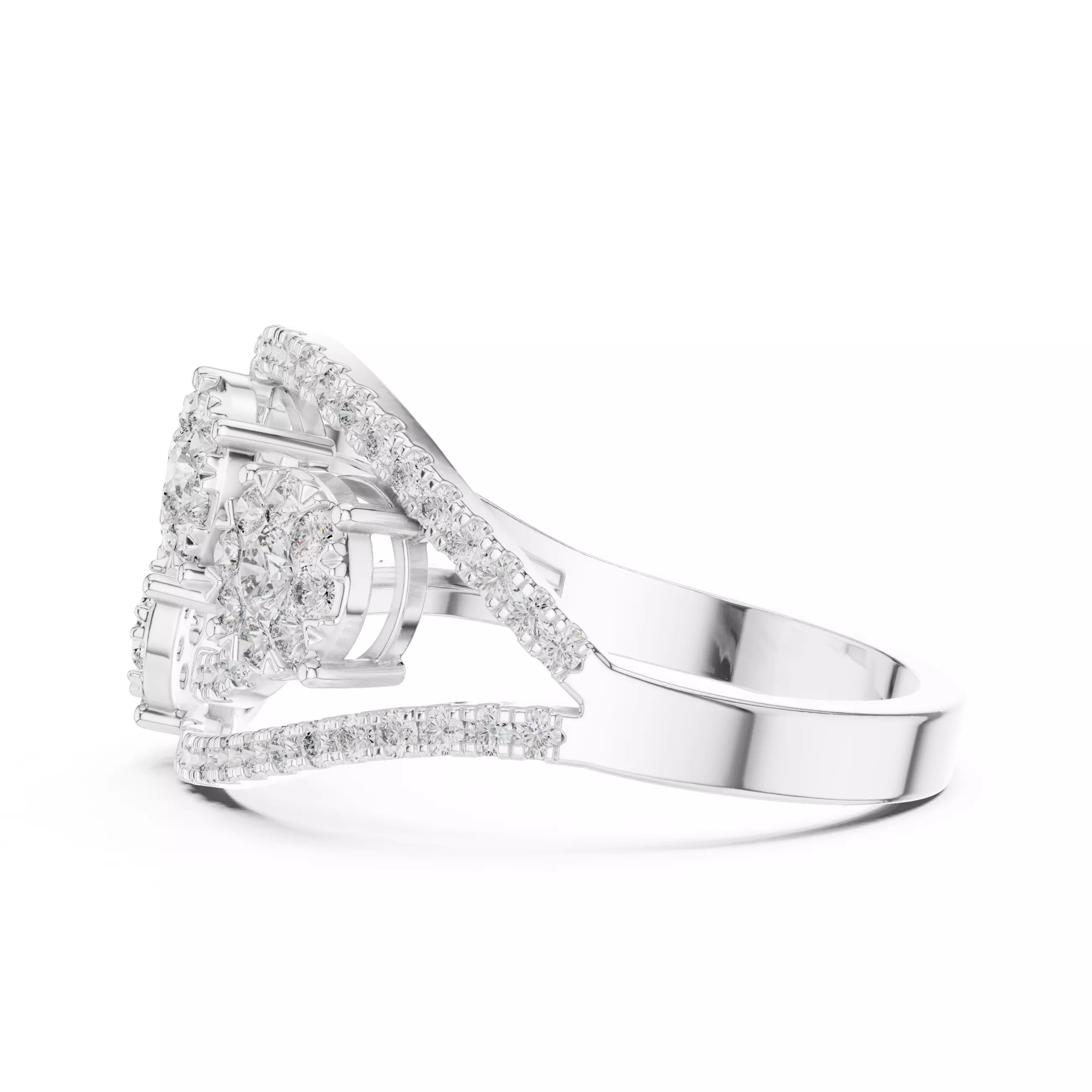 Diamond Cocktail Ring 3dm stl renders animation videos 3D print model_8