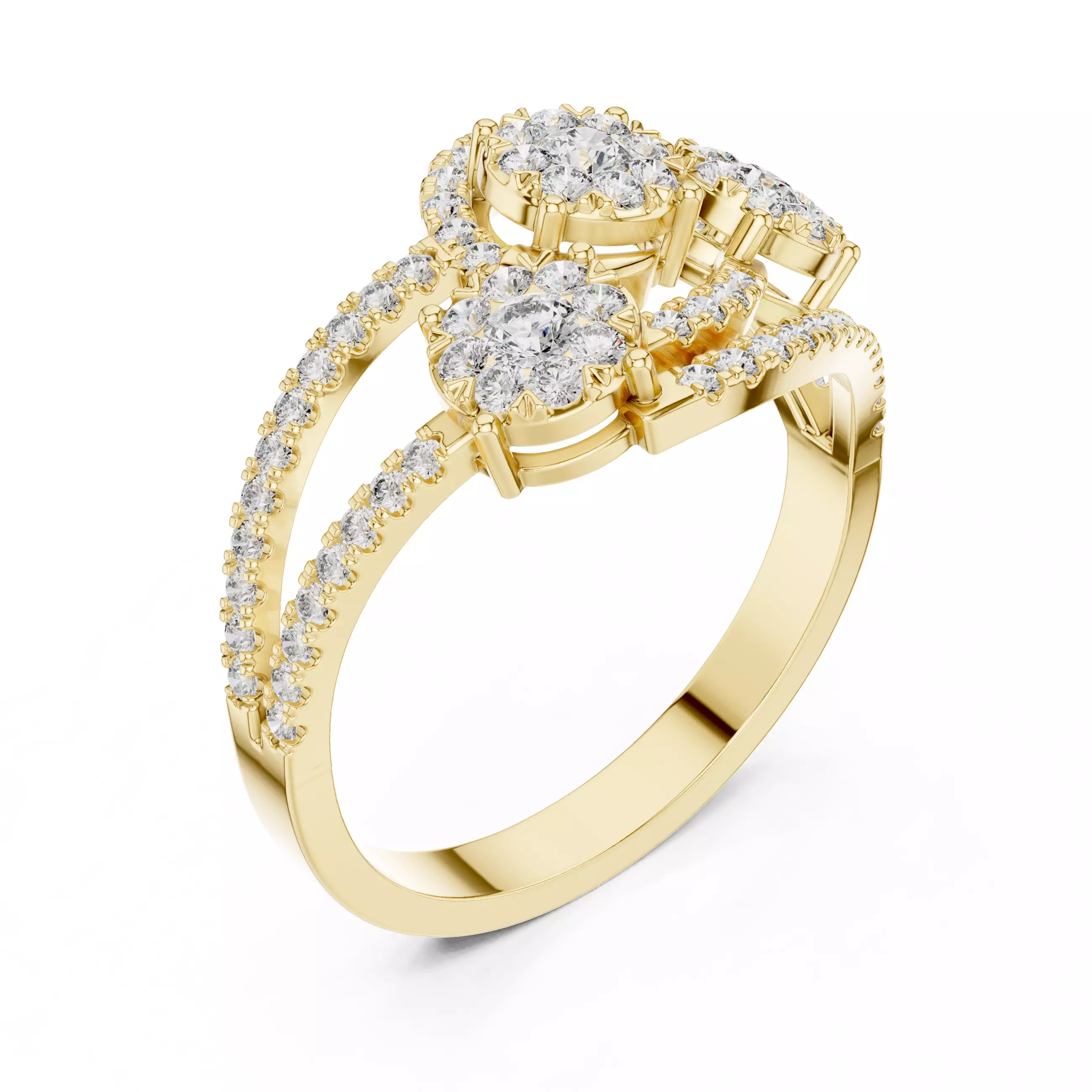 Diamond Cocktail Ring 3dm stl renders animation videos 3D print model_11