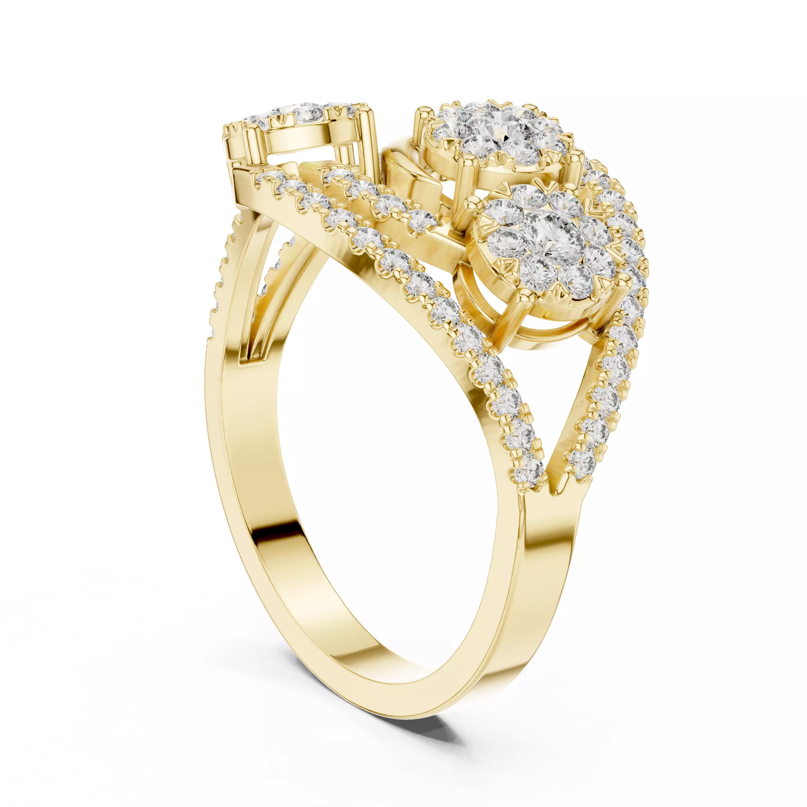 Diamond Cocktail Ring 3dm stl renders animation videos 3D print model_10