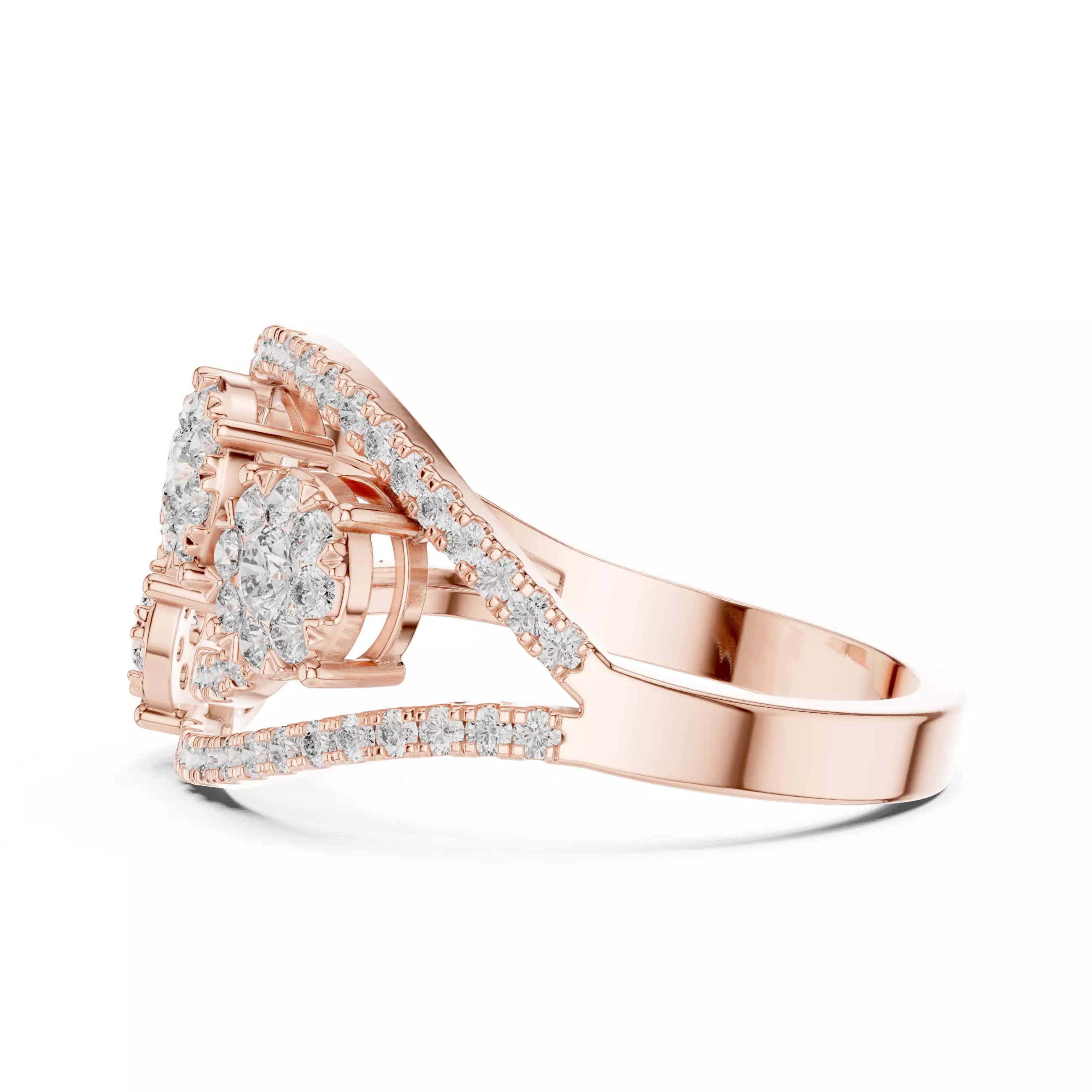 Diamond Cocktail Ring 3dm stl renders animation videos 3D print model_5