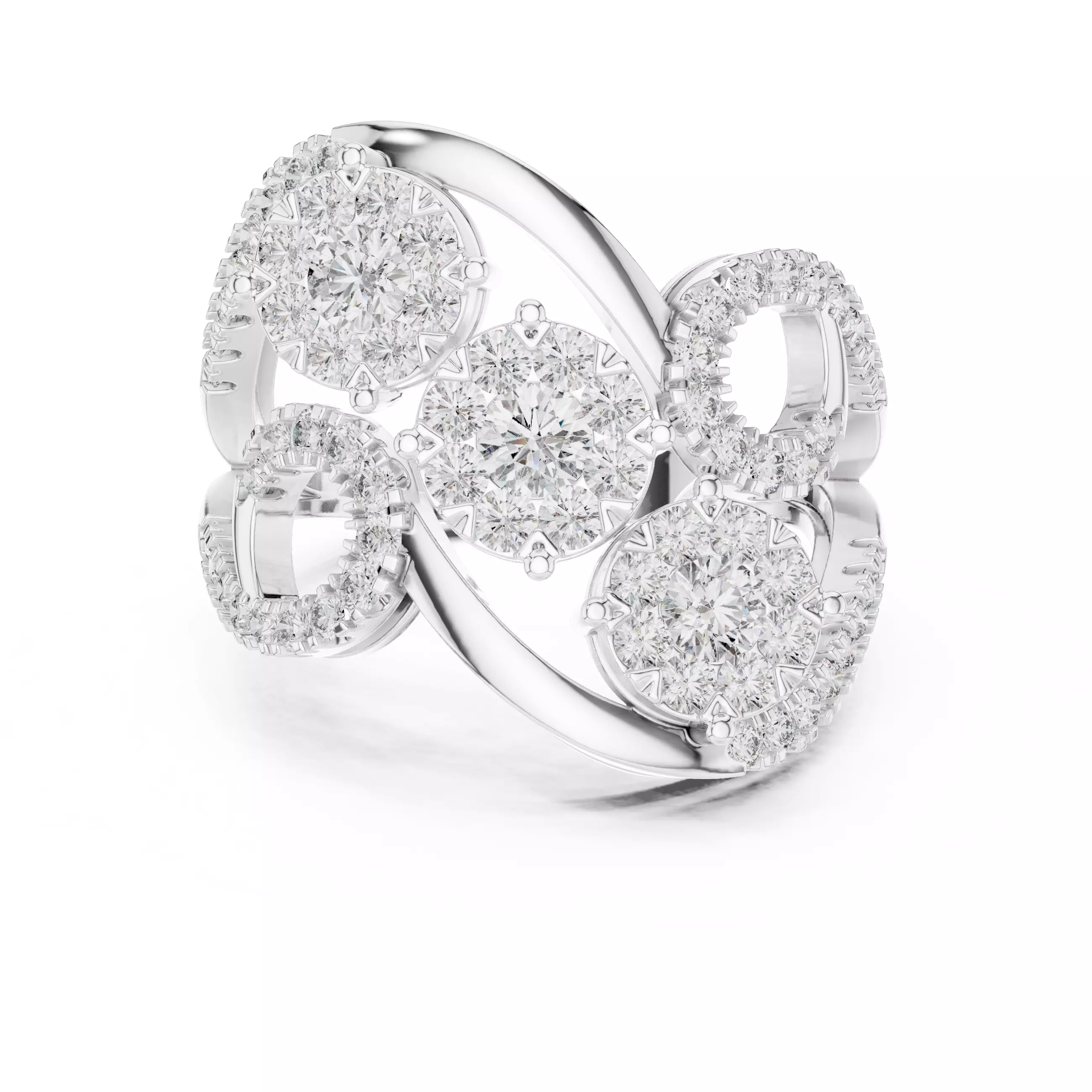 Diamond Cocktail Ring 3dm stl renders animation videos 3D print model_9