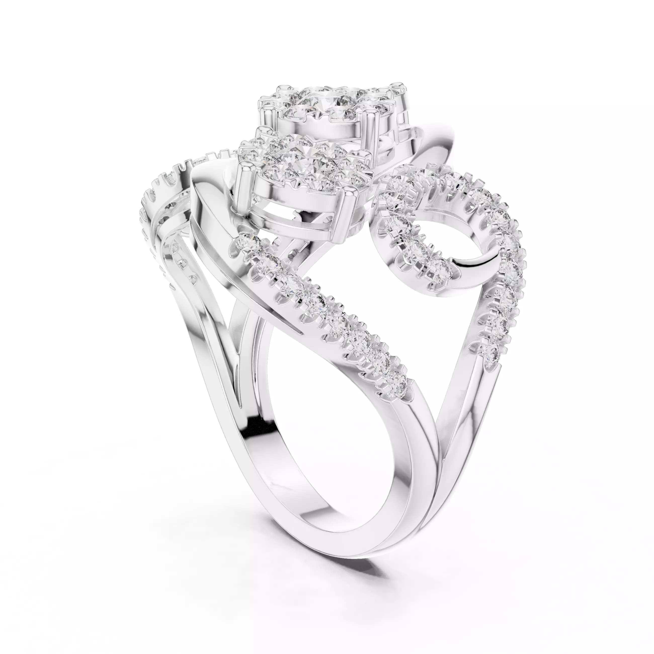 Diamond Cocktail Ring 3dm stl renders animation videos 3D print model_6