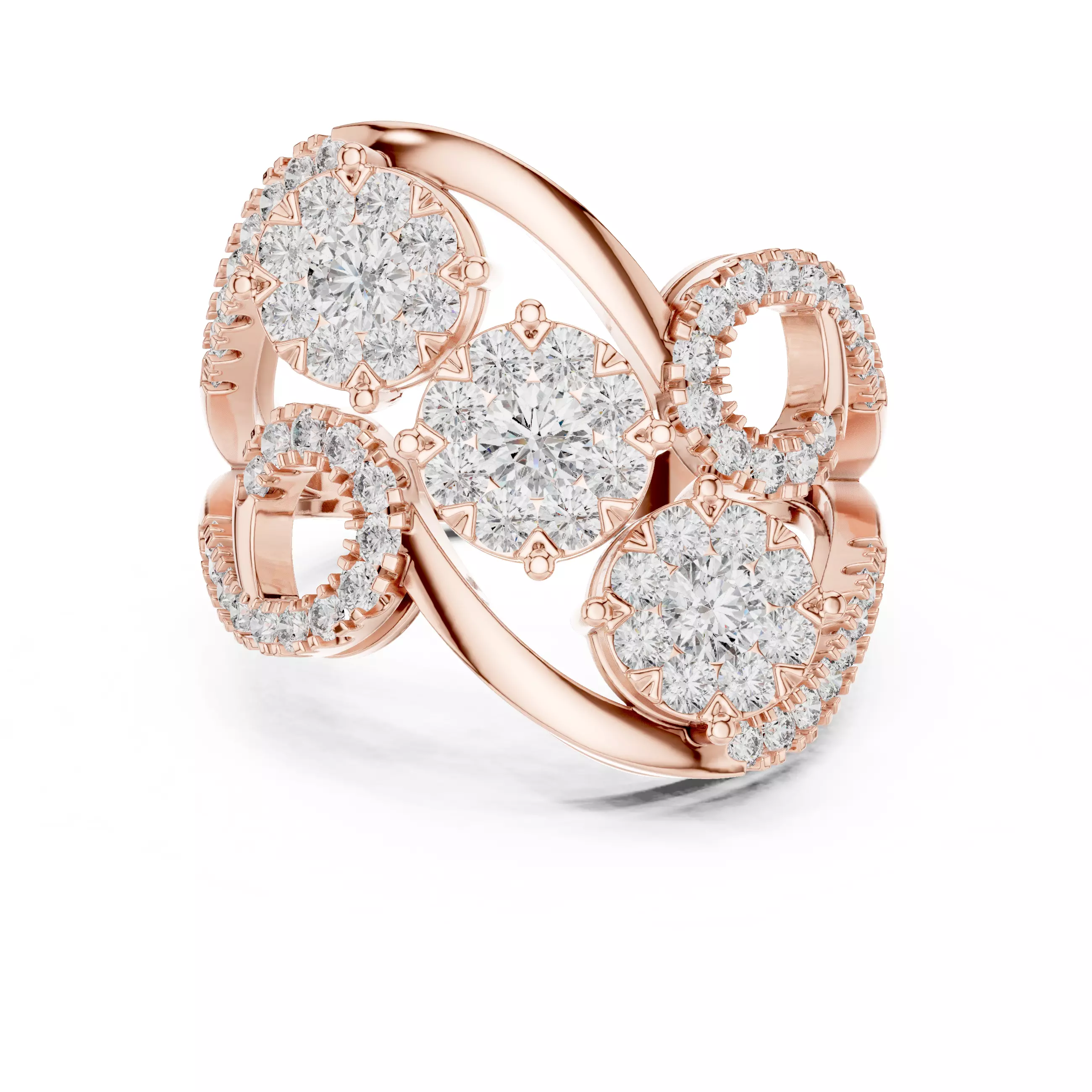 Diamond Cocktail Ring 3dm stl renders animation videos 3D print model_0