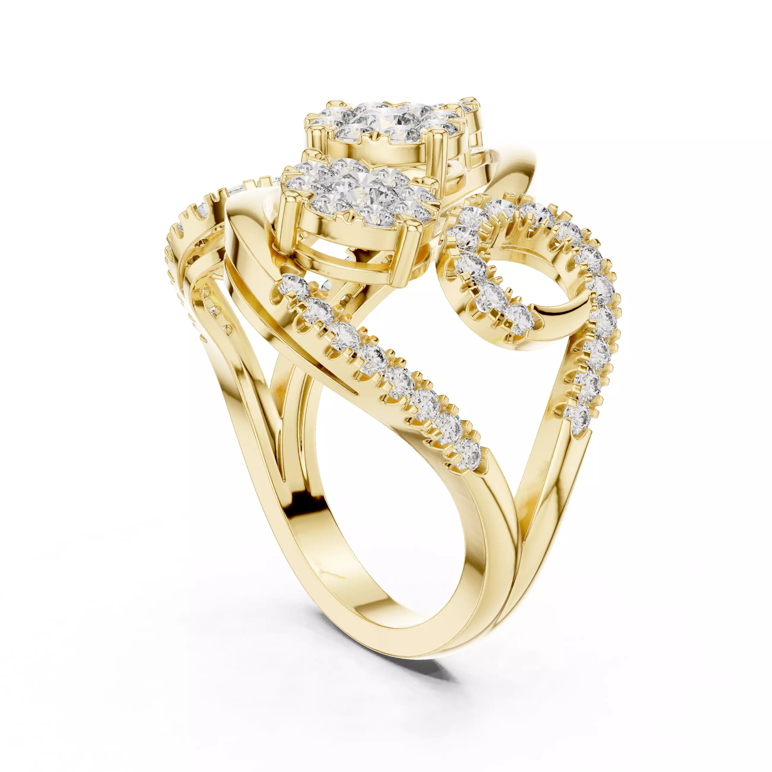 Diamond Cocktail Ring 3dm stl renders animation videos 3D print model_10