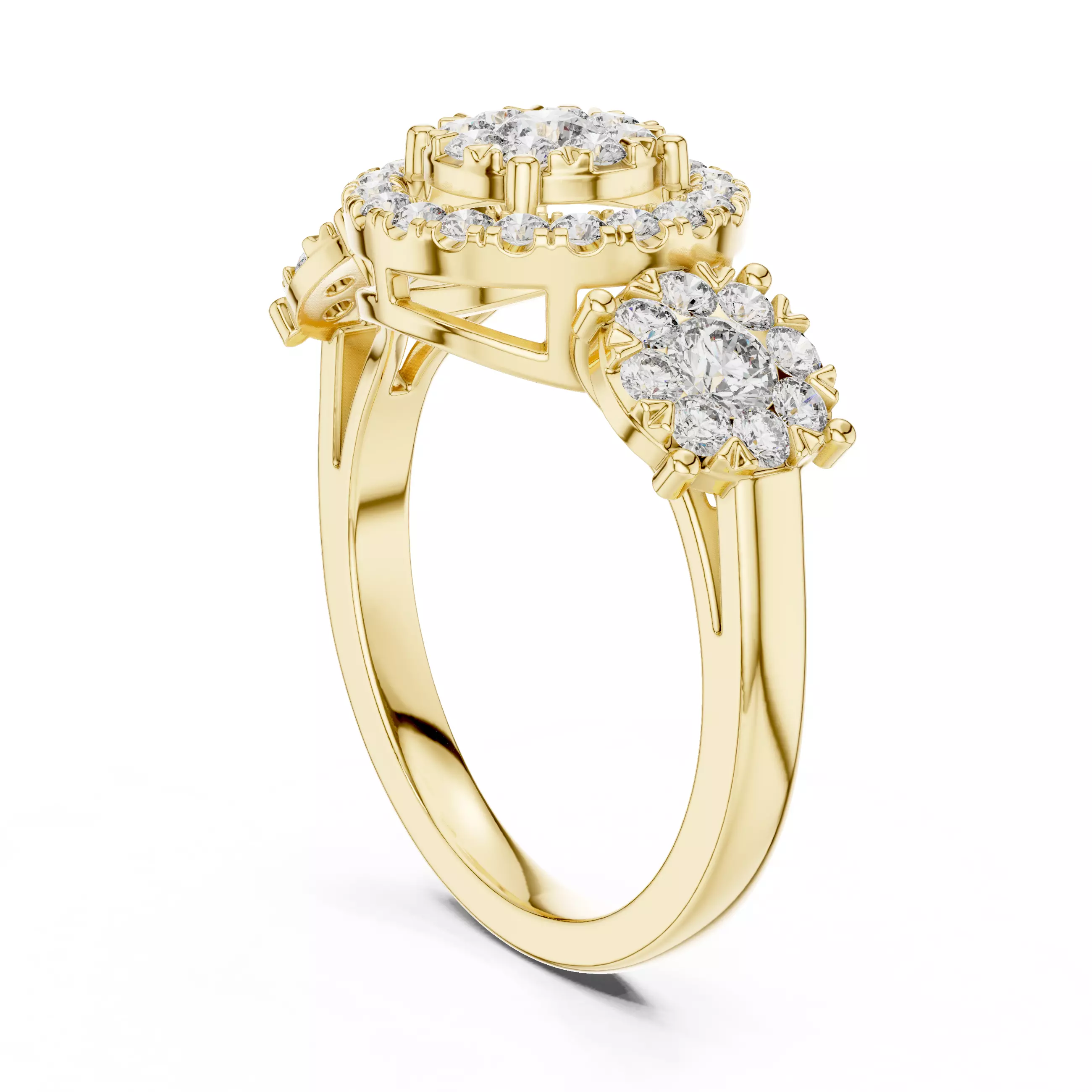 Diamond Cocktail Ring 3dm stl renders animation videos 3D print model_10