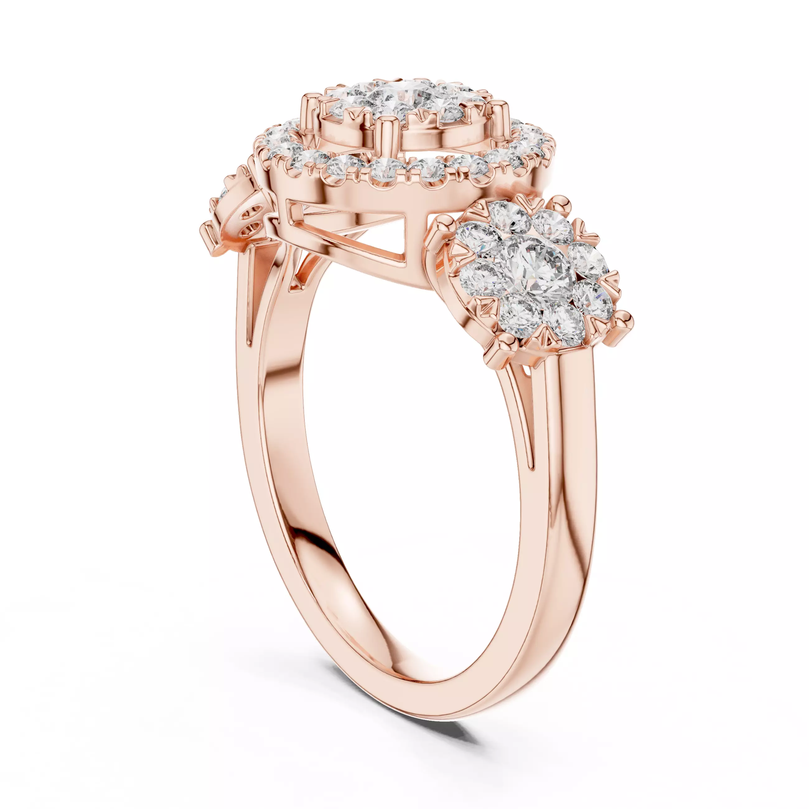 Diamond Cocktail Ring 3dm stl renders animation videos 3D print model_3