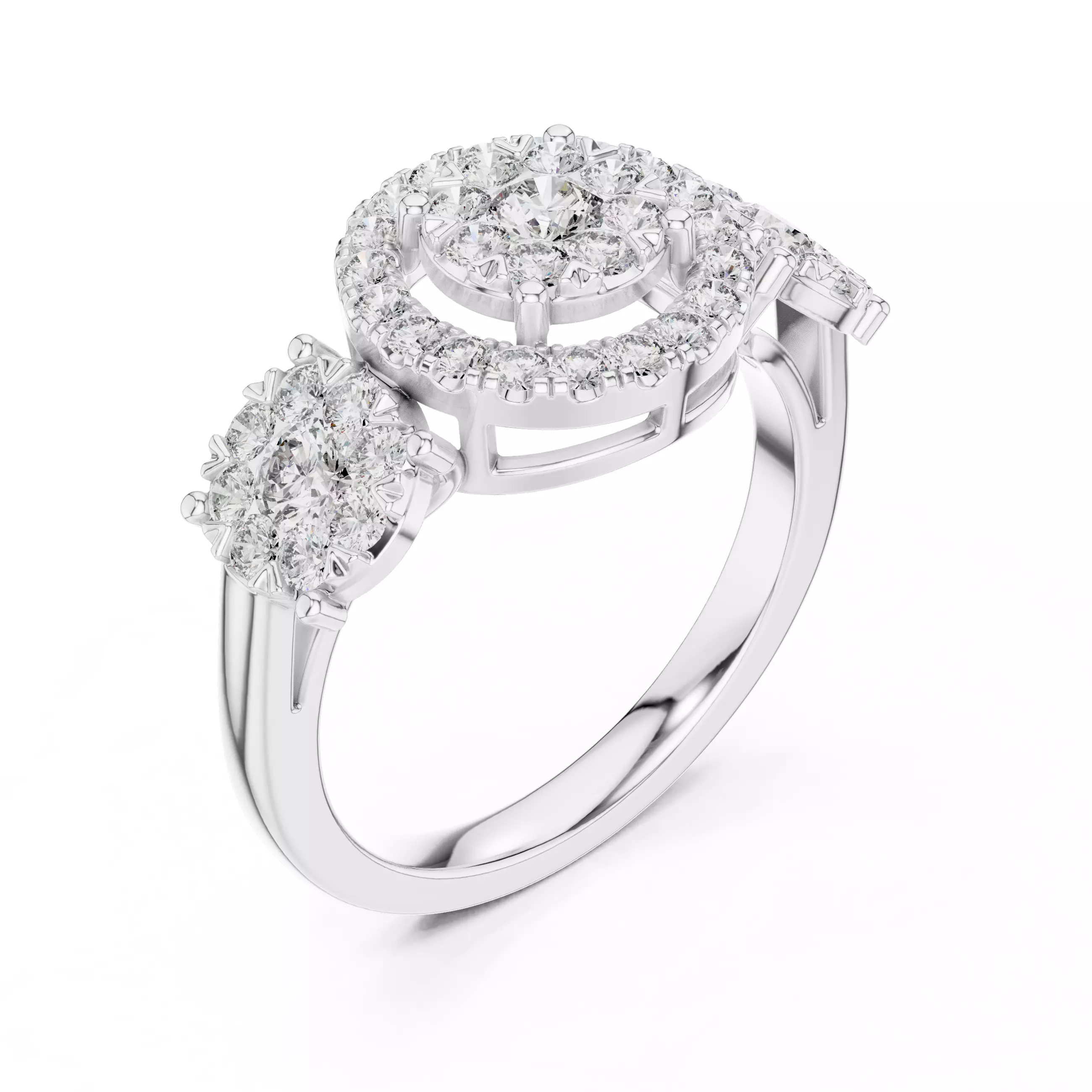 Diamond Cocktail Ring 3dm stl renders animation videos 3D print model_7