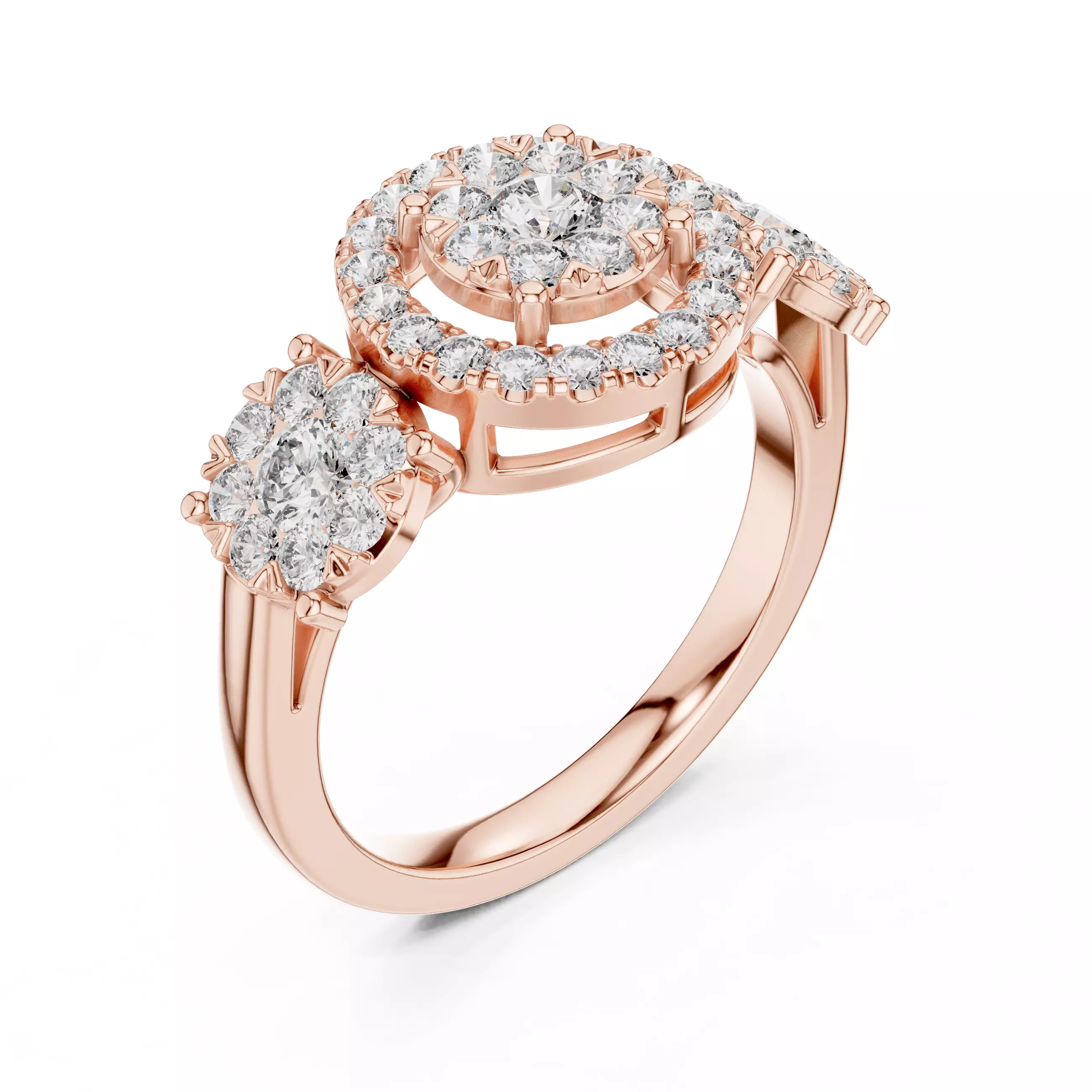 Diamond Cocktail Ring 3dm stl renders animation videos 3D print model_4