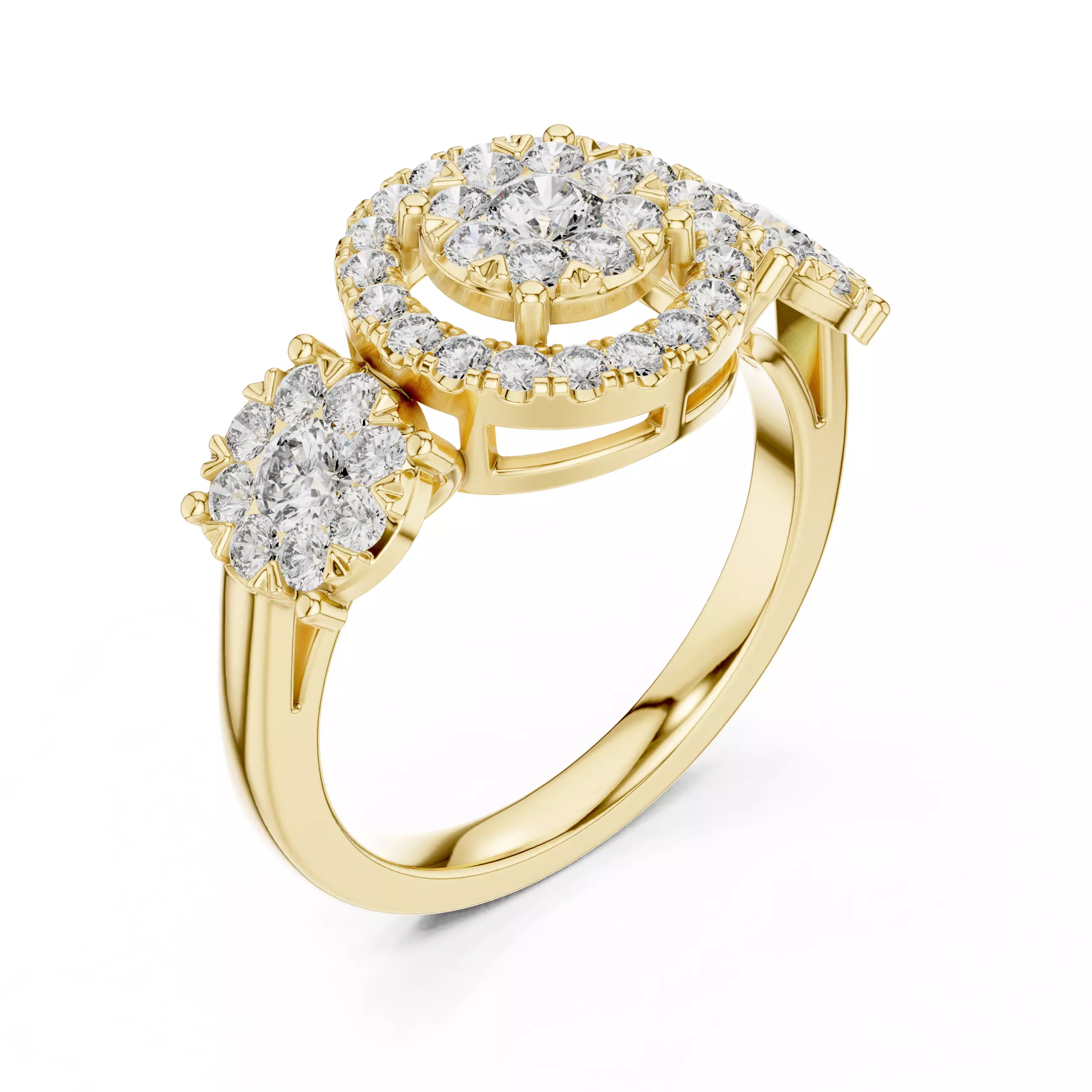 Diamond Cocktail Ring 3dm stl renders animation videos 3D print model_11