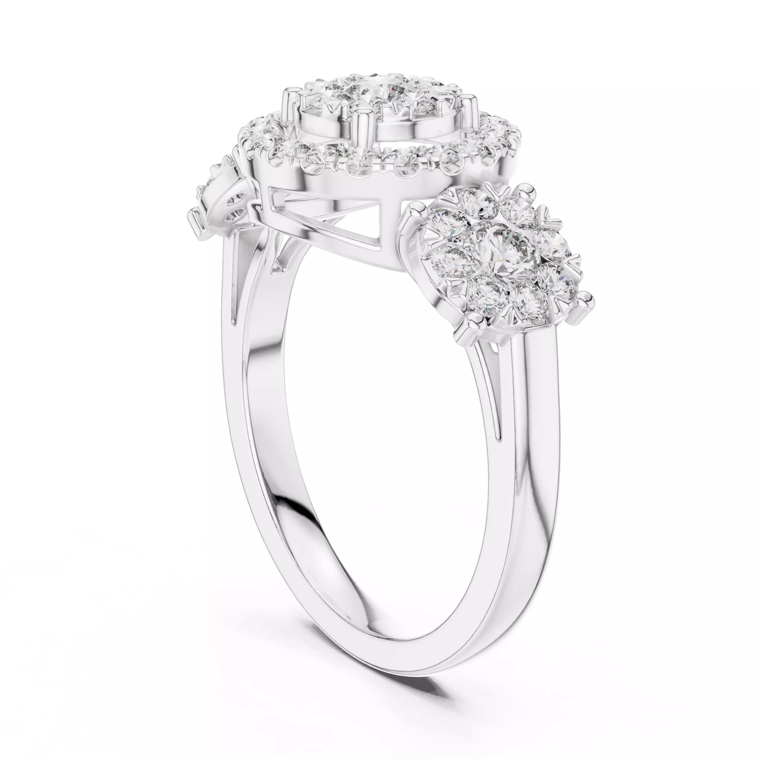 Diamond Cocktail Ring 3dm stl renders animation videos 3D print model_6