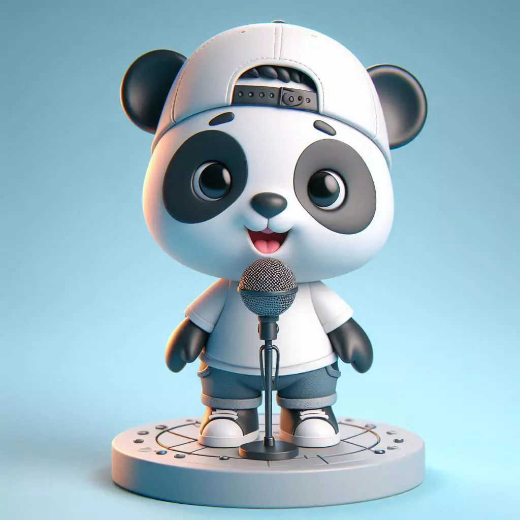 cute Panda Singer 3D Model Optimized for 3D Print Digital Use 3D print model_0