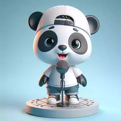 cute Panda Singer 3D Model Optimized for 3D Print Digital Use 3D print model