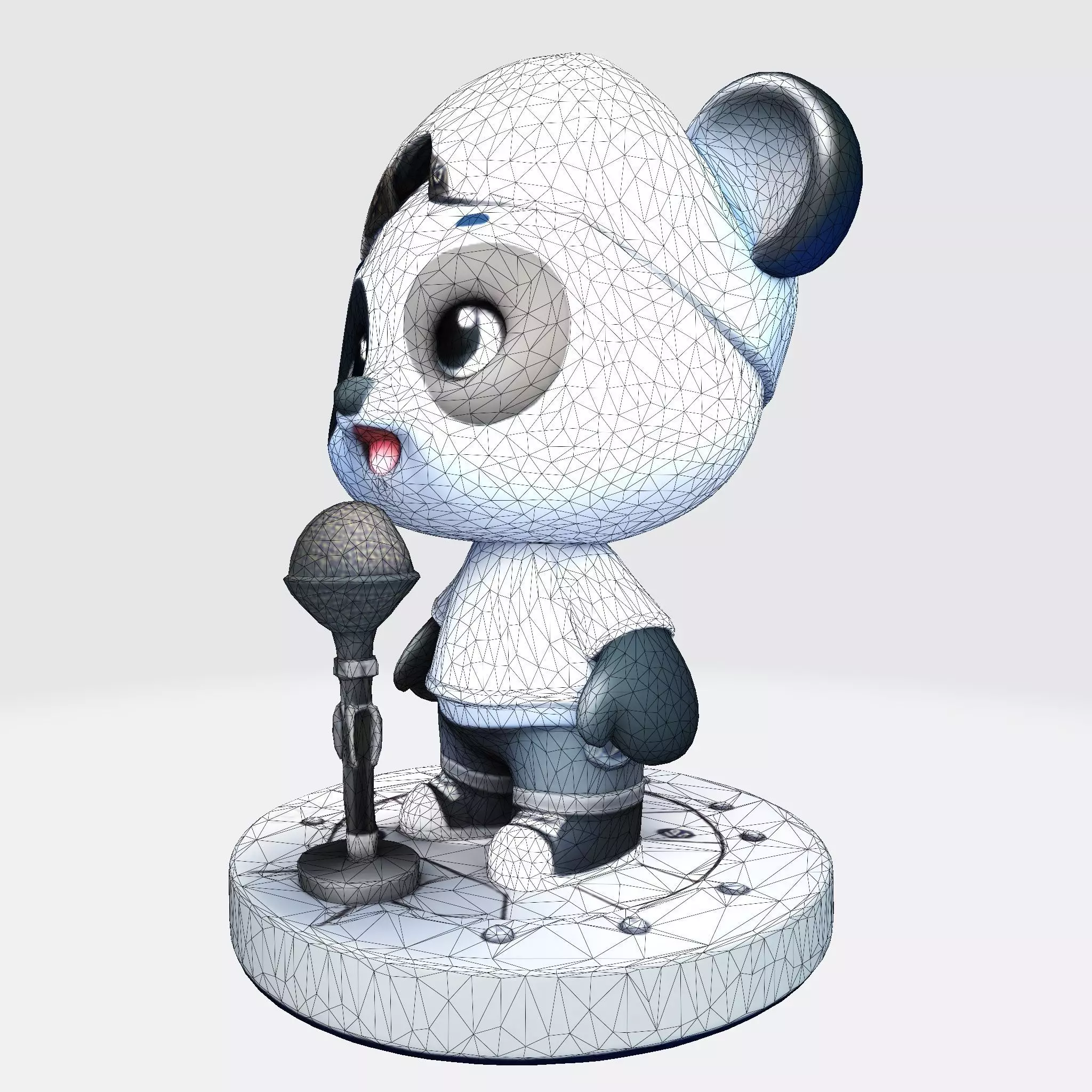 cute Panda Singer 3D Model Optimized for 3D Print Digital Use 3D print model_1