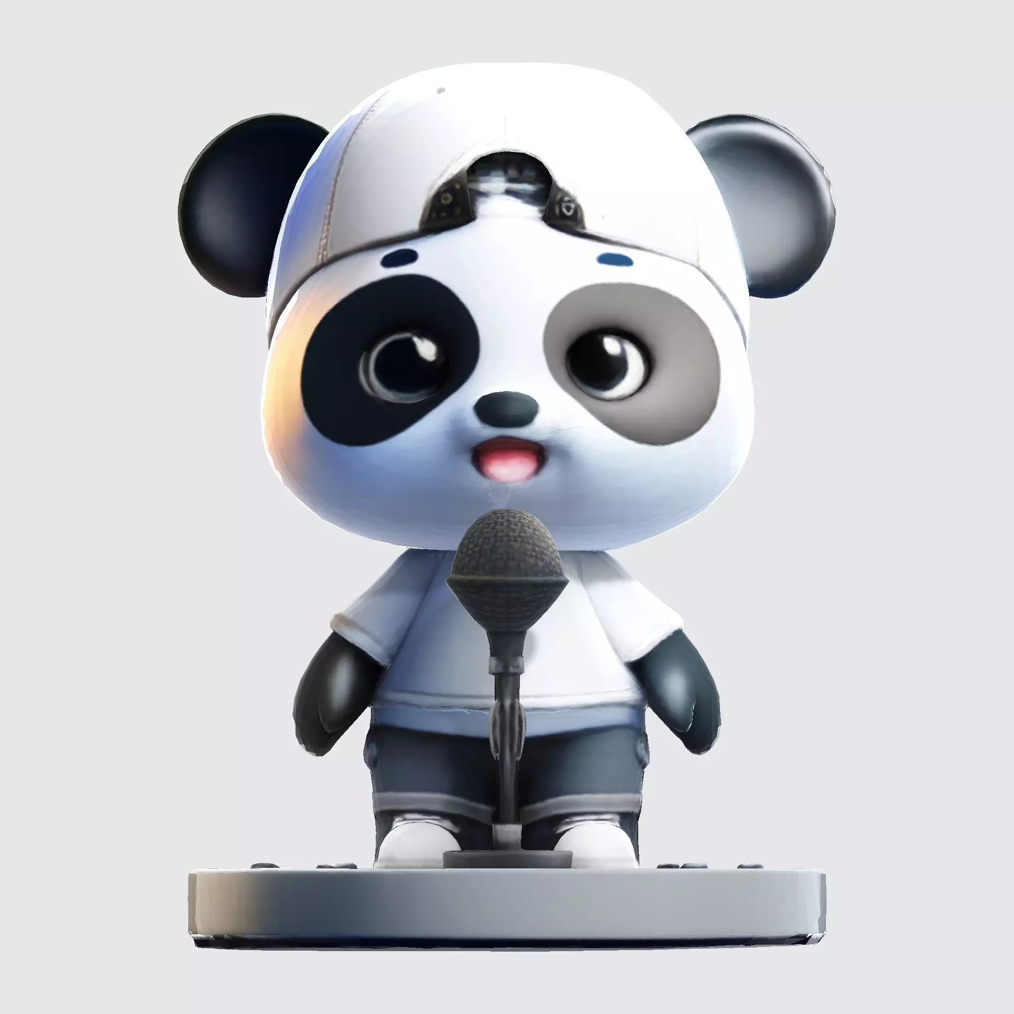 cute Panda Singer 3D Model Optimized for 3D Print Digital Use 3D print model_4