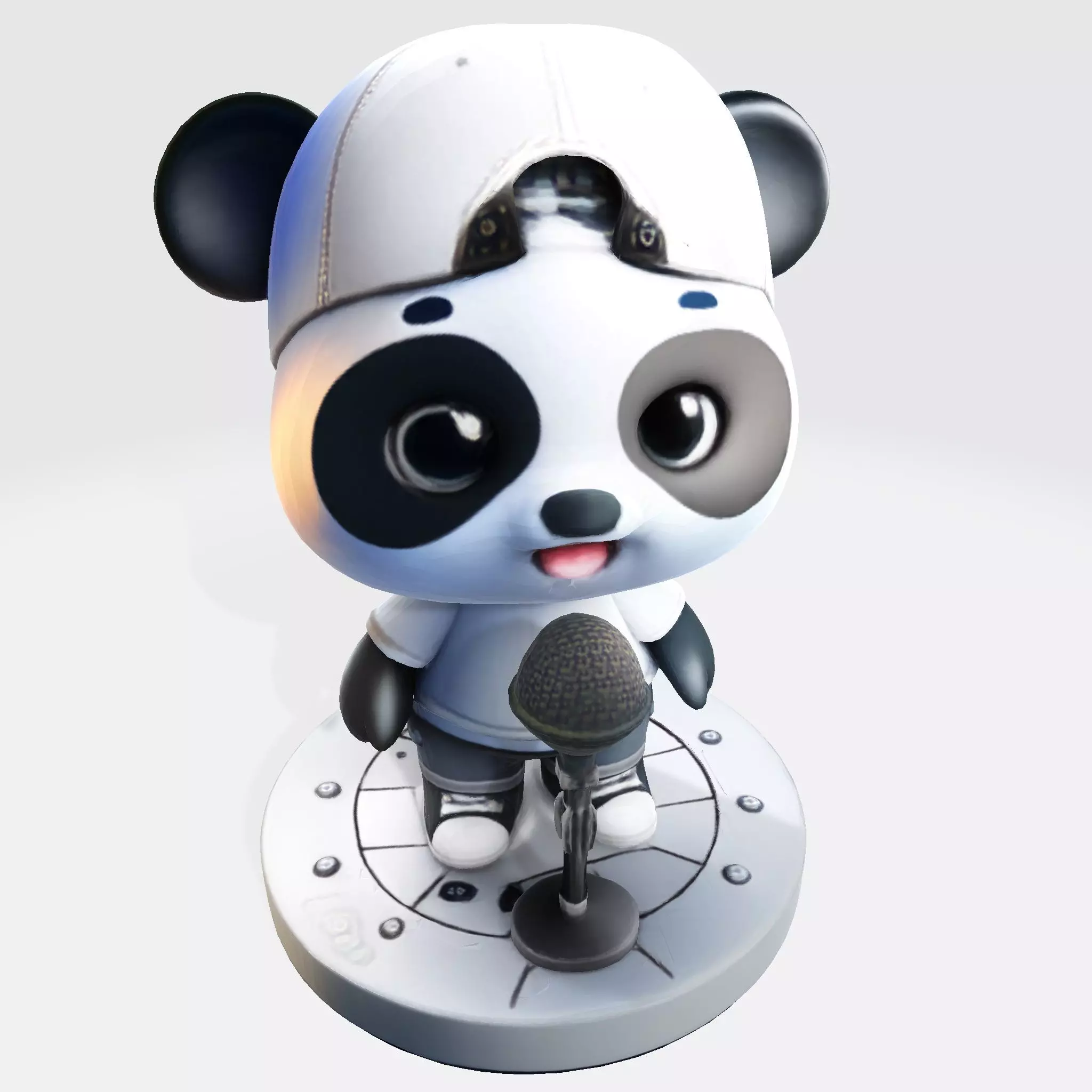 cute Panda Singer 3D Model Optimized for 3D Print Digital Use 3D print model_10