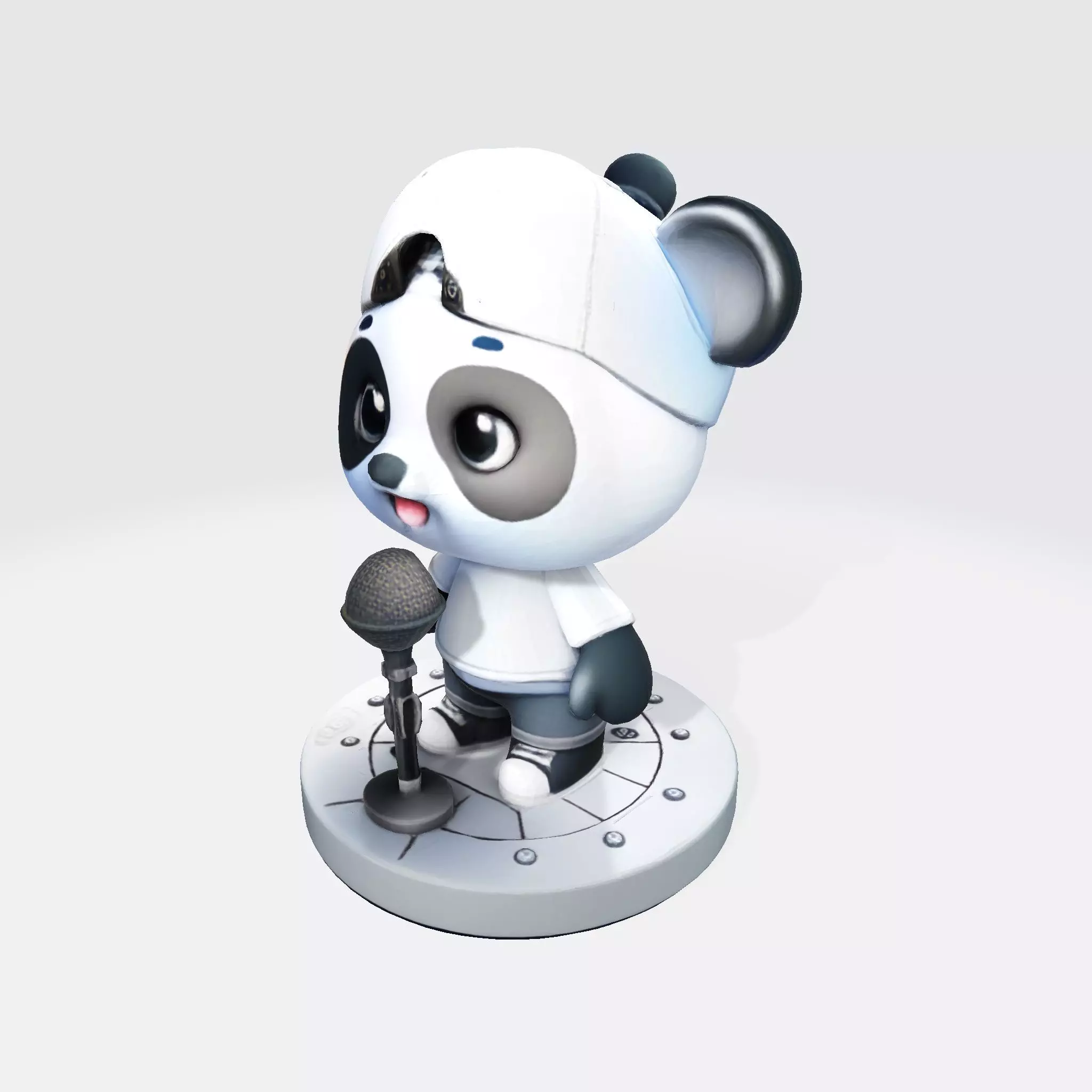 cute Panda Singer 3D Model Optimized for 3D Print Digital Use 3D print model_7