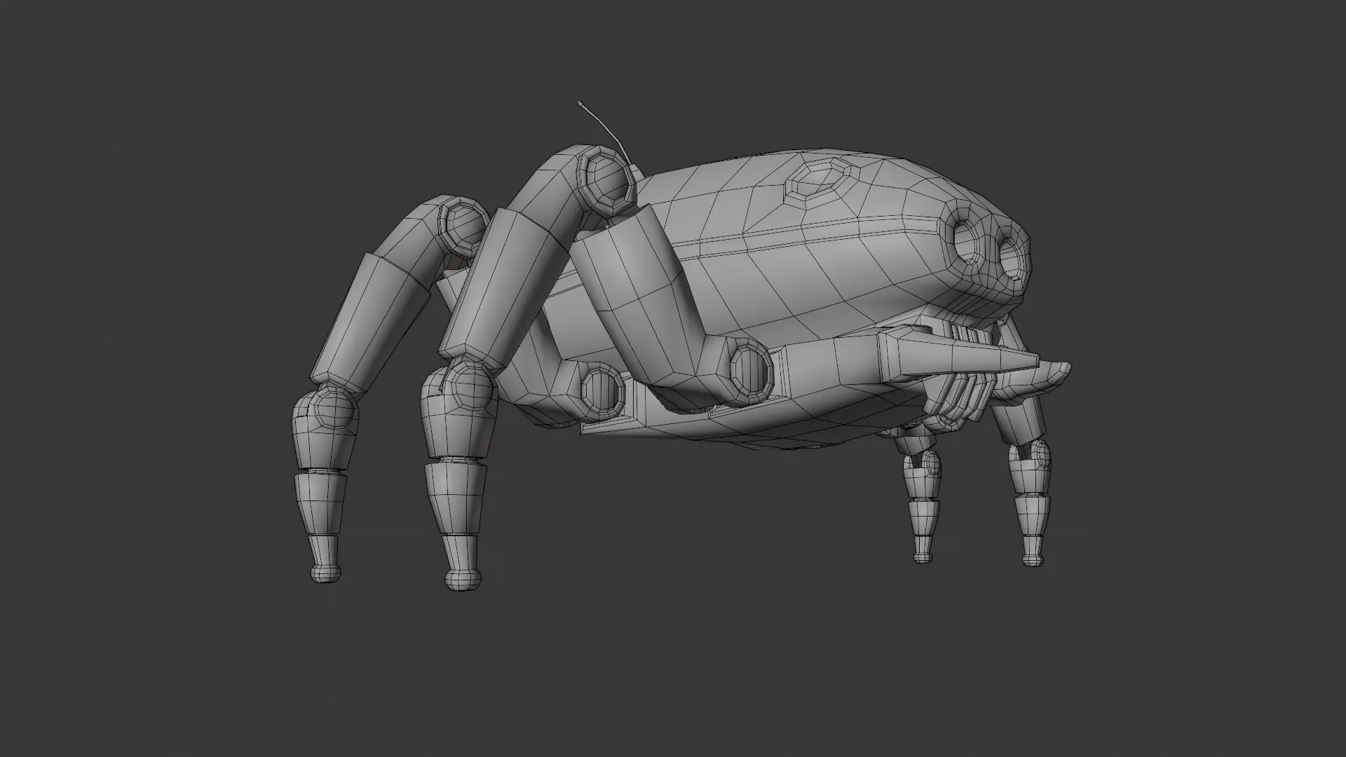 Old robot spy Low-poly 3D model_13