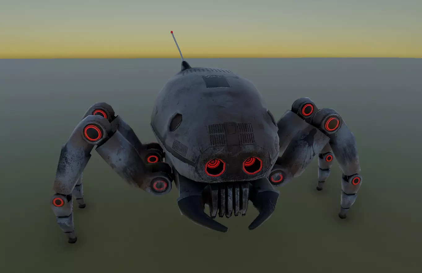 Old robot spy Low-poly 3D model_6