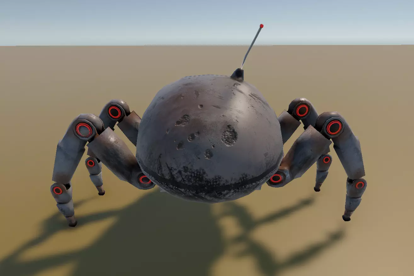 Old robot spy Low-poly 3D model_2