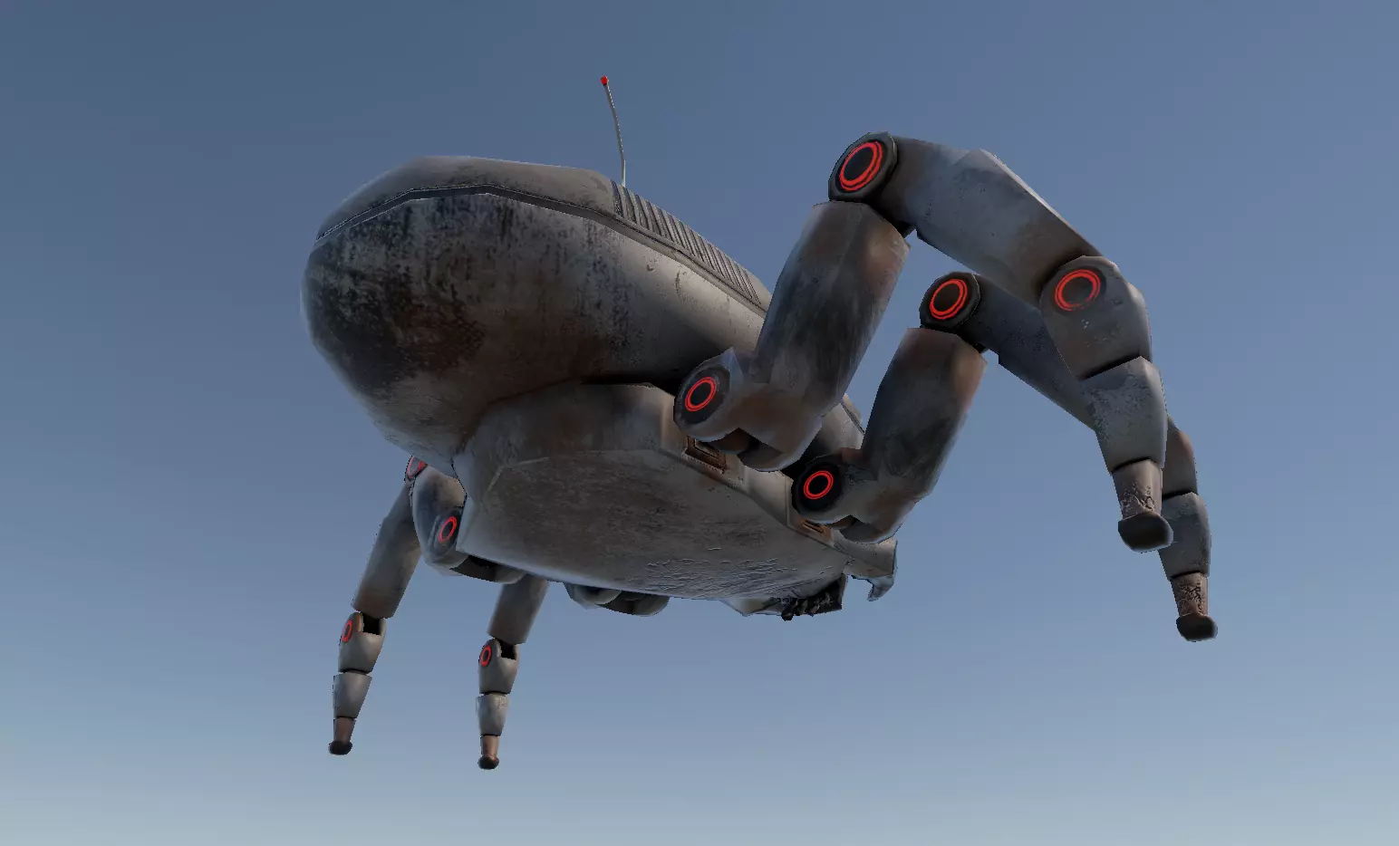 Old robot spy Low-poly 3D model_4