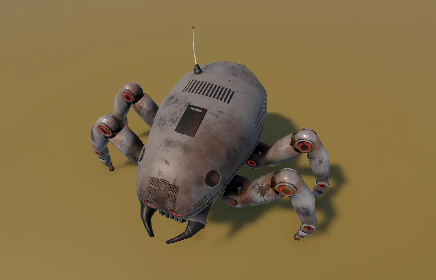 Old robot spy Low-poly 3D model_1