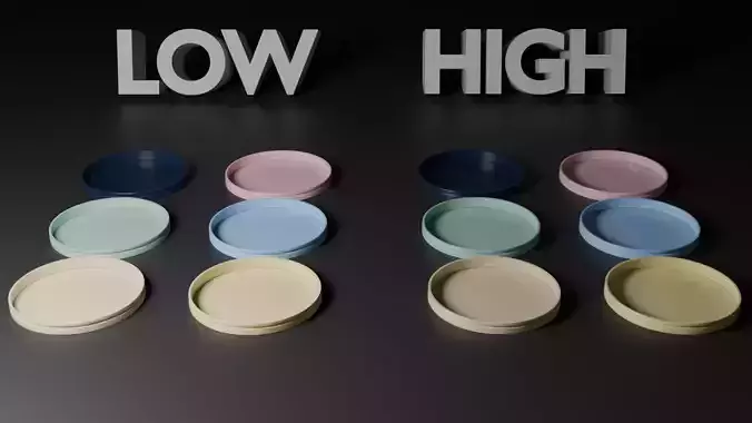 Ceramic Plate Model  6 Color Variations  Highpoly  and Lowpoly