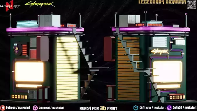 Cyberpunk Booth - Legendary - Multi Part - 3D Printing 