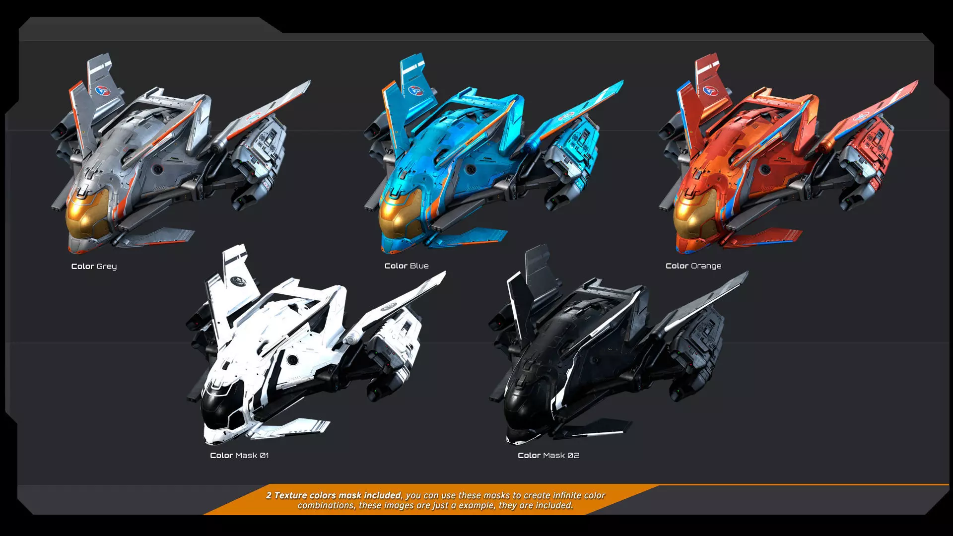 SPARROW Fighter Spacecraft Low-poly 3D model_3