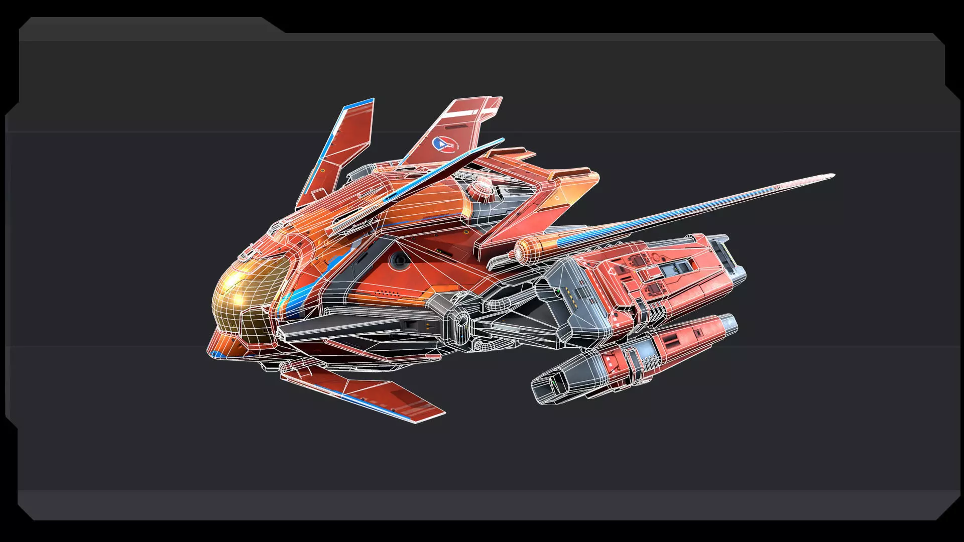 SPARROW Fighter Spacecraft Low-poly 3D model_7