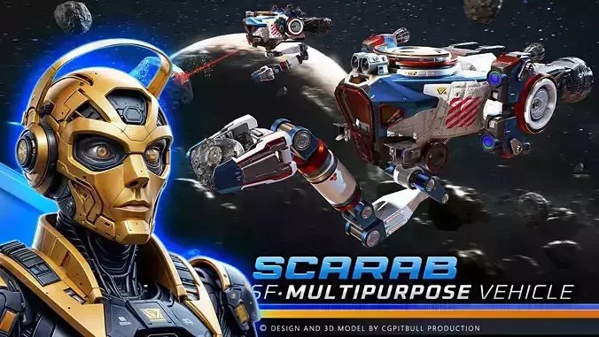 SCARAB Multi purpose Vehicle Spacecraft  Low-poly 3D model